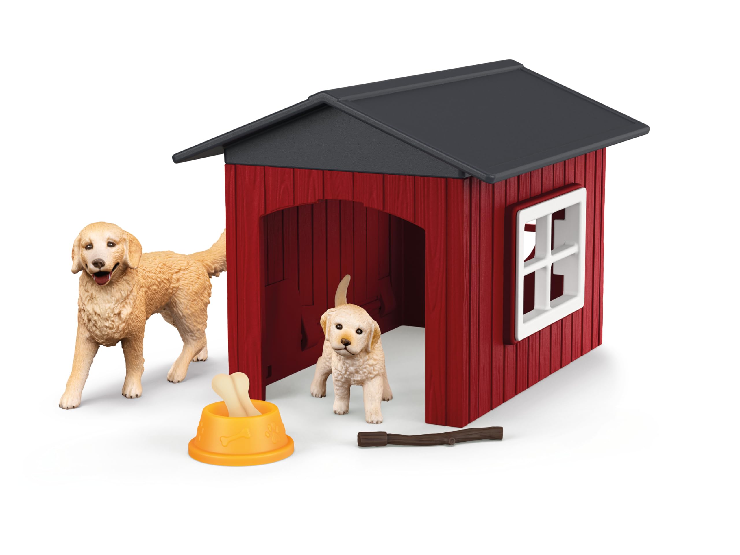 Schleich Farm World Dog Kennel Play Set - 9-Piece Golden Retriever Figurine Set for Kids 36 Months & Up 14