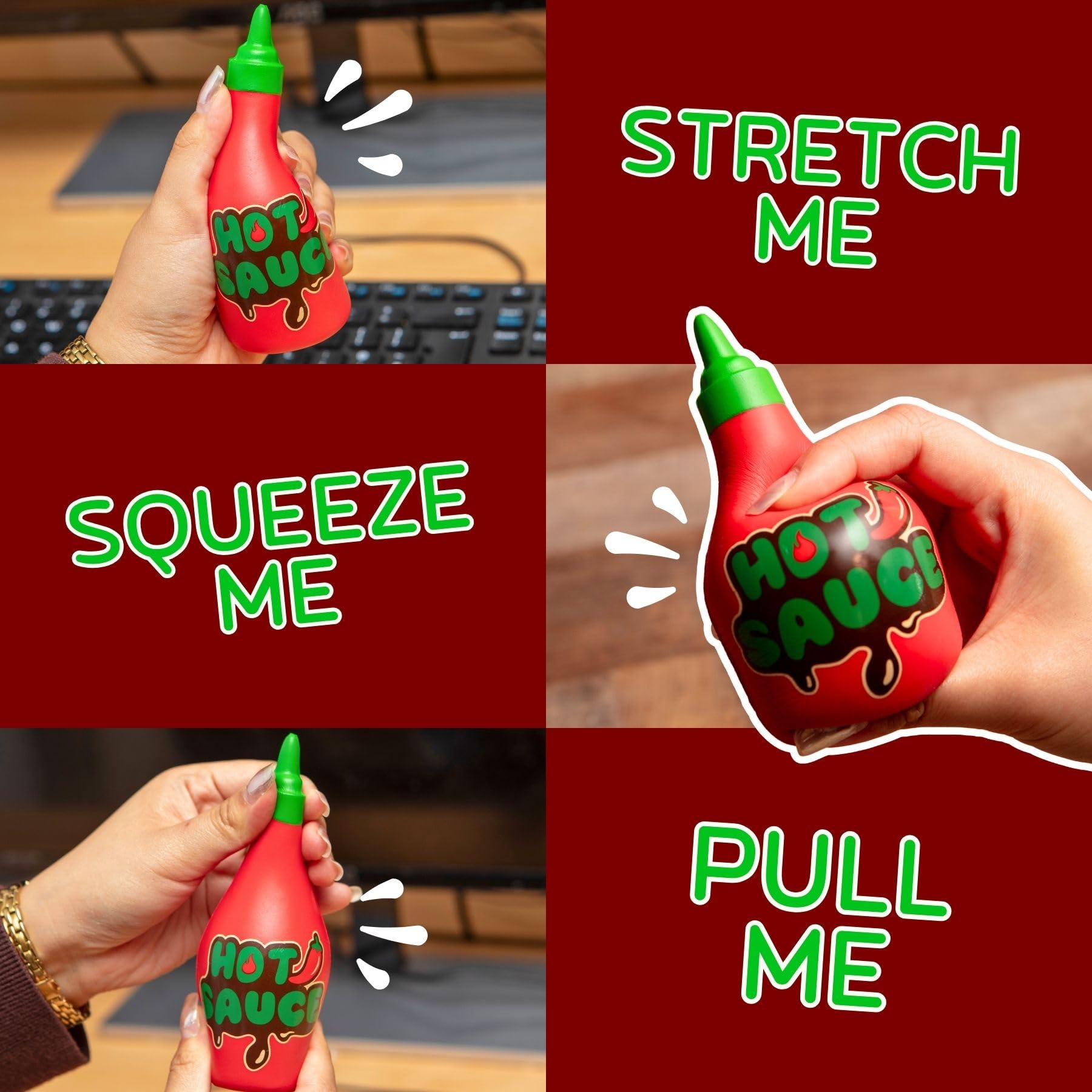 Boxer Gifts Hot Sauce Stress Toy - Squishy Fidget for Anxiety Relief | Red PVC | Unisex Adult 3