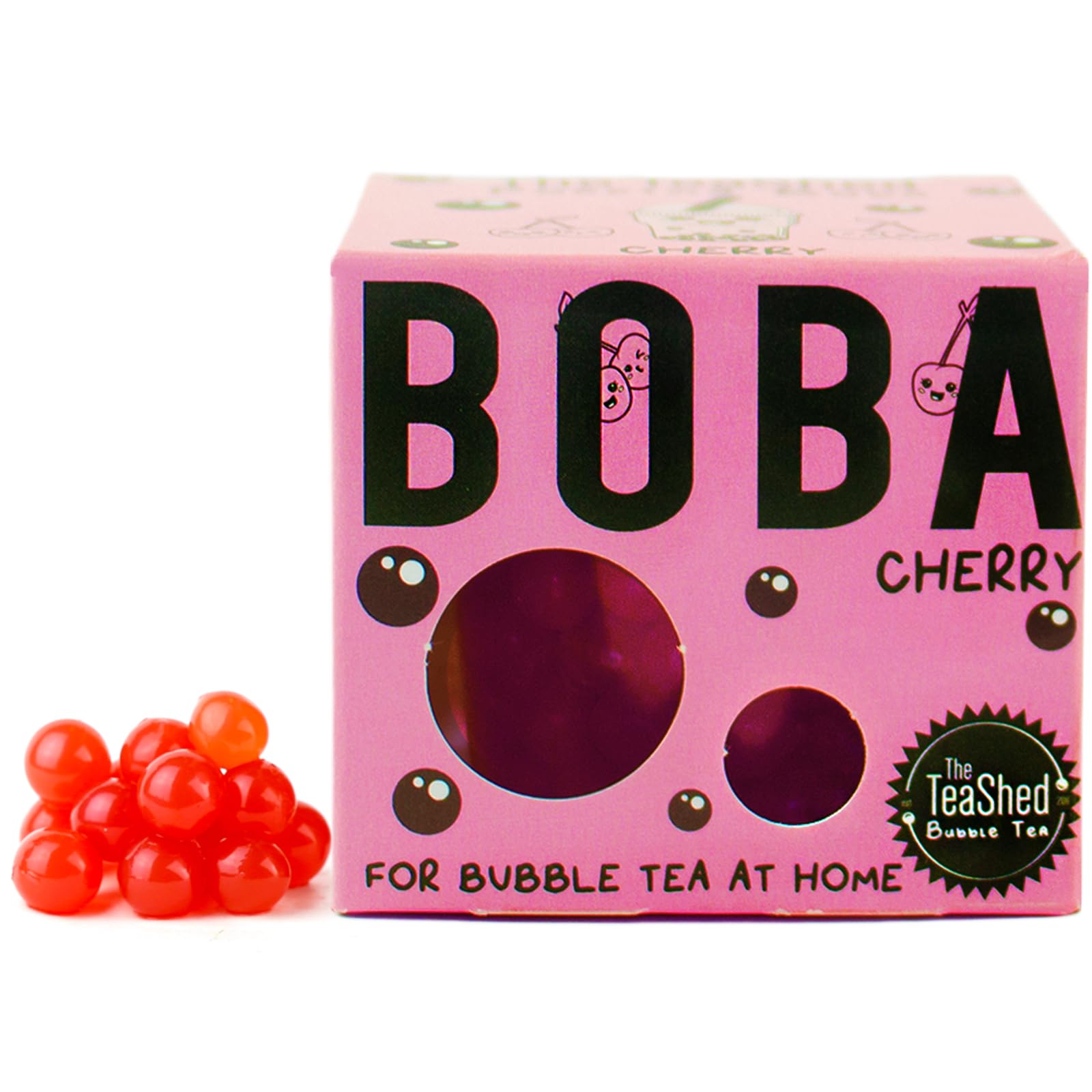 The TeaShed Cherry Fruit Juice Filled Popping Boba - Vegan, Real Fruit Juice, 150g Pot 1