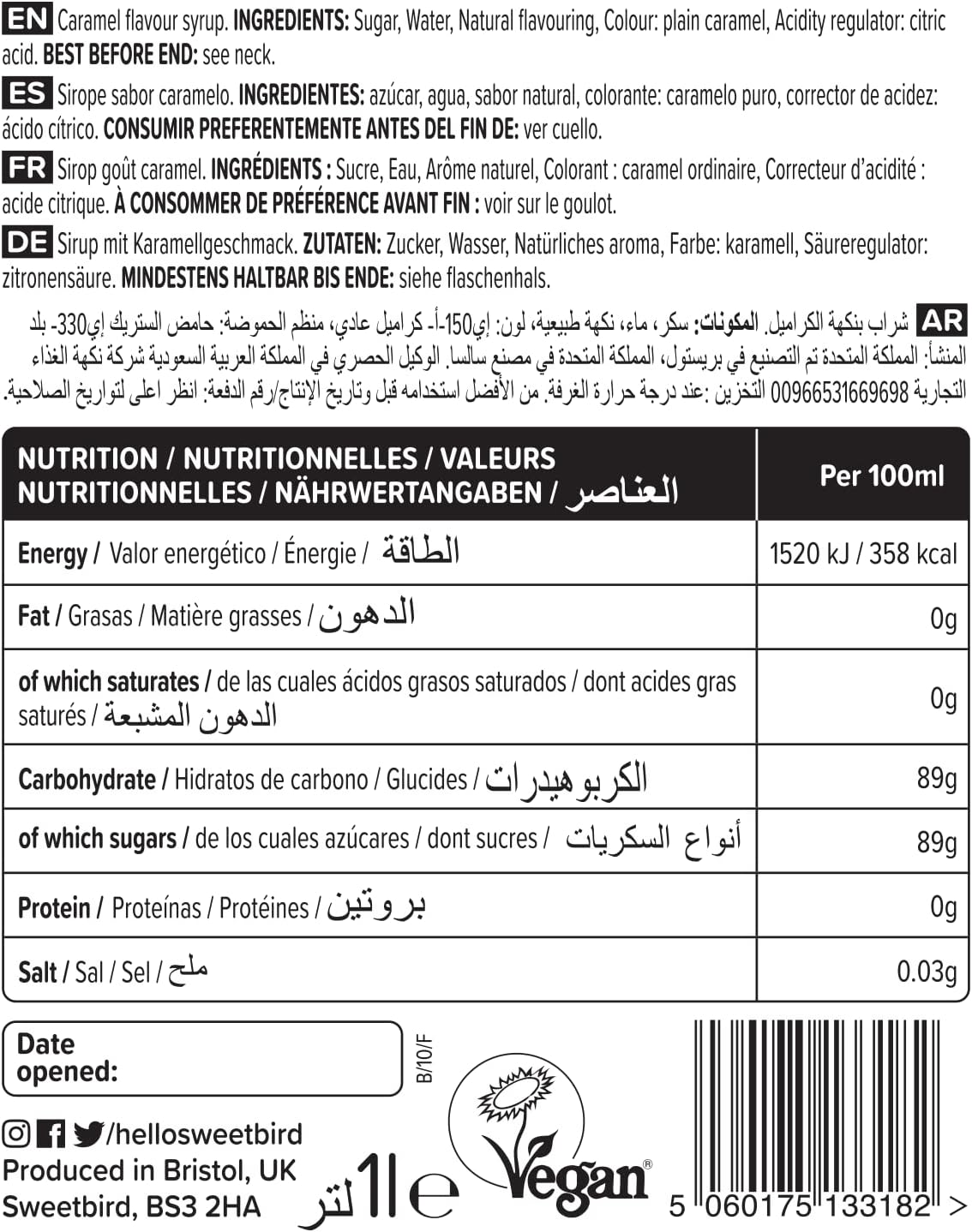 Sweetbird - Caramel Syrup 1 Litre 8
