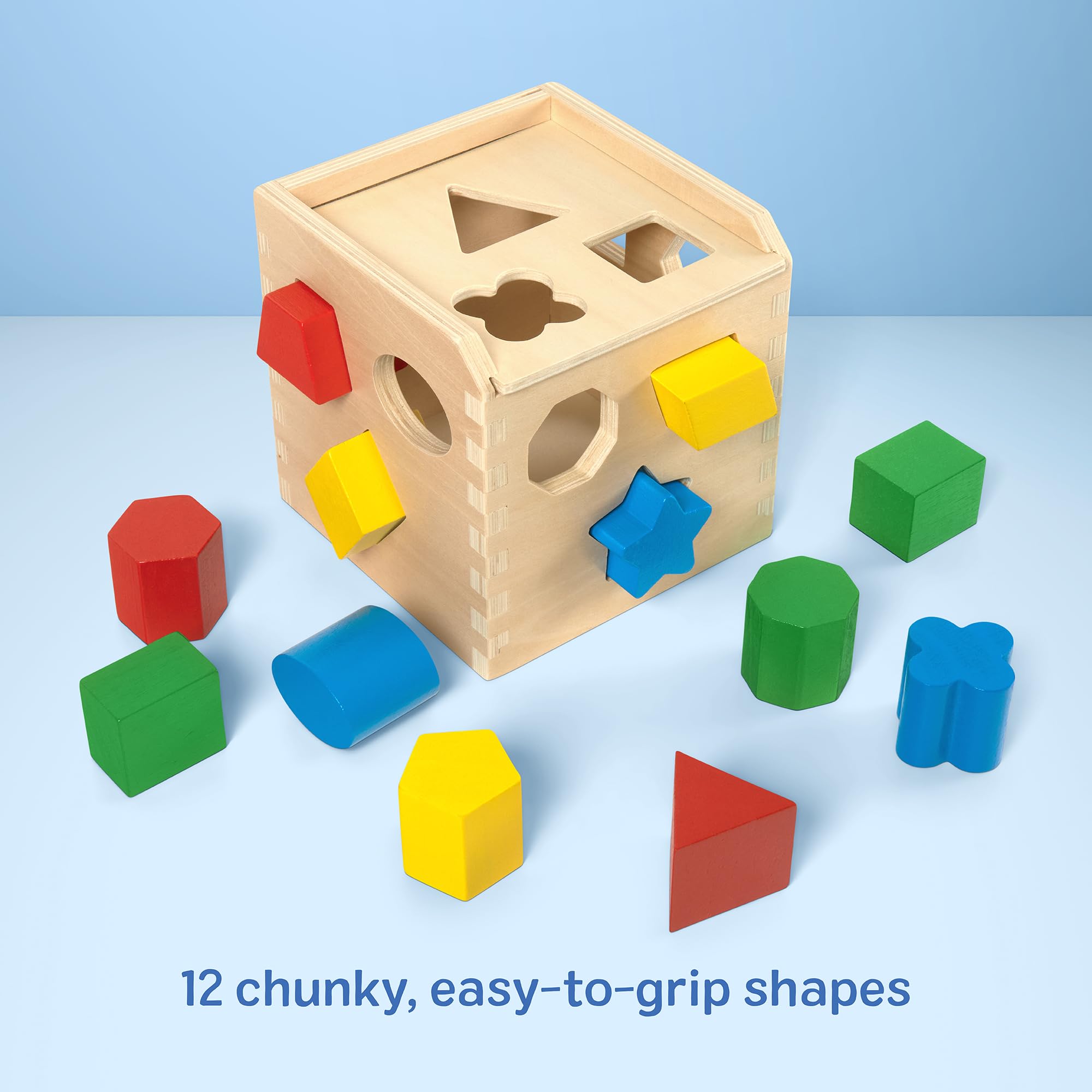 Melissa & Doug Wooden Shape Sorting Cube - Developmental Toy for Ages 2+ | 12 Shapes Included 7