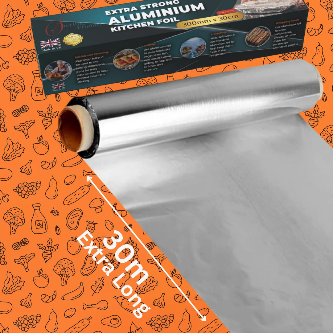 STERLING PRODUCTS 30m Extra Long Heavy Duty Aluminum Foil Roll - 30cm Width