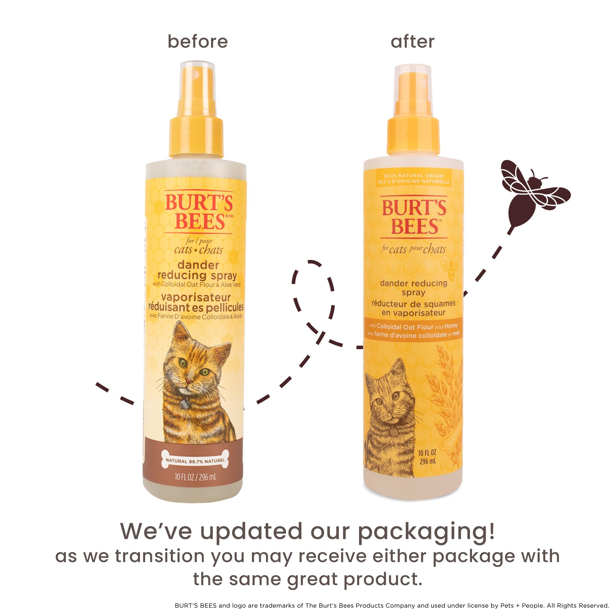 BURT'S BEES FOR PETS Dander Reducing Spray for Cats - 296ml | pH Balanced | Aloe Vera & Oatmeal