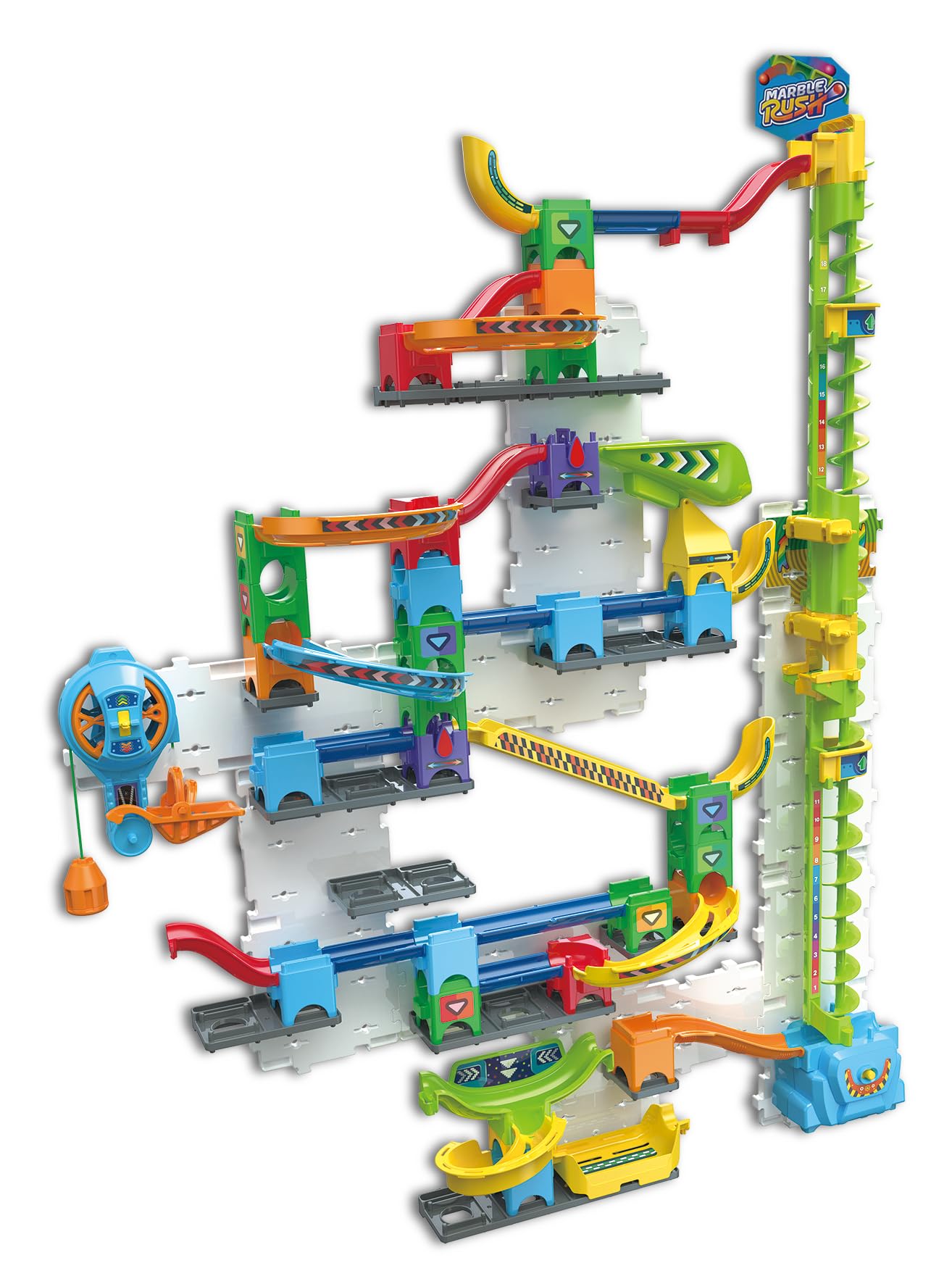 VTech Marble Rush Free Fall Vertical Set - 93-Piece Building Playset with Motorized Lift for Kids 6-10 1