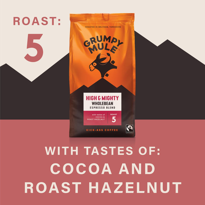 Grumpy Mule High and Mighty Espresso Blend Ground Coffee with Notes of Cocoa