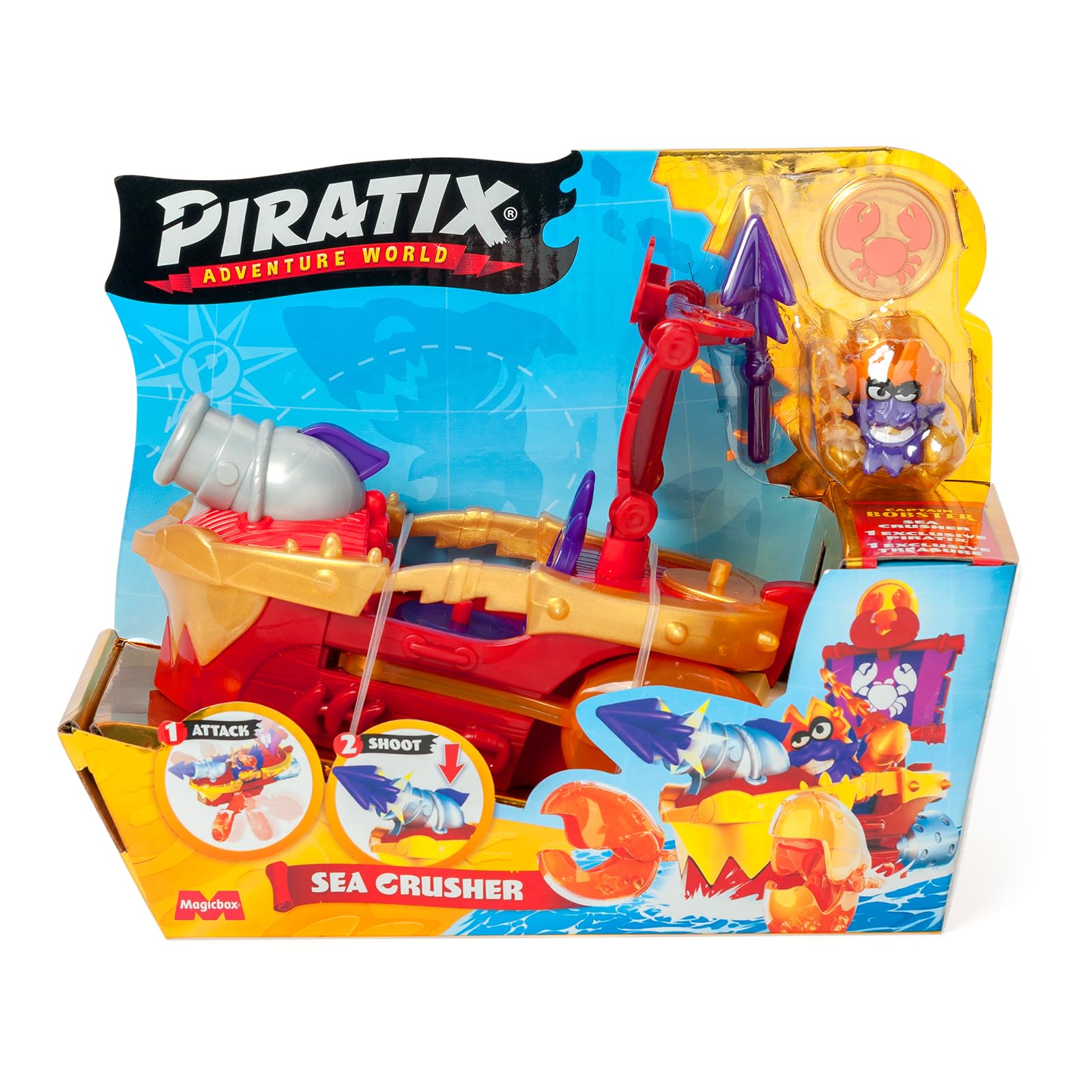PIRATIX ADVENTURE WORLD Sea Crusher Pirate Ship - Crab Design | Multicoloured Plastic 9