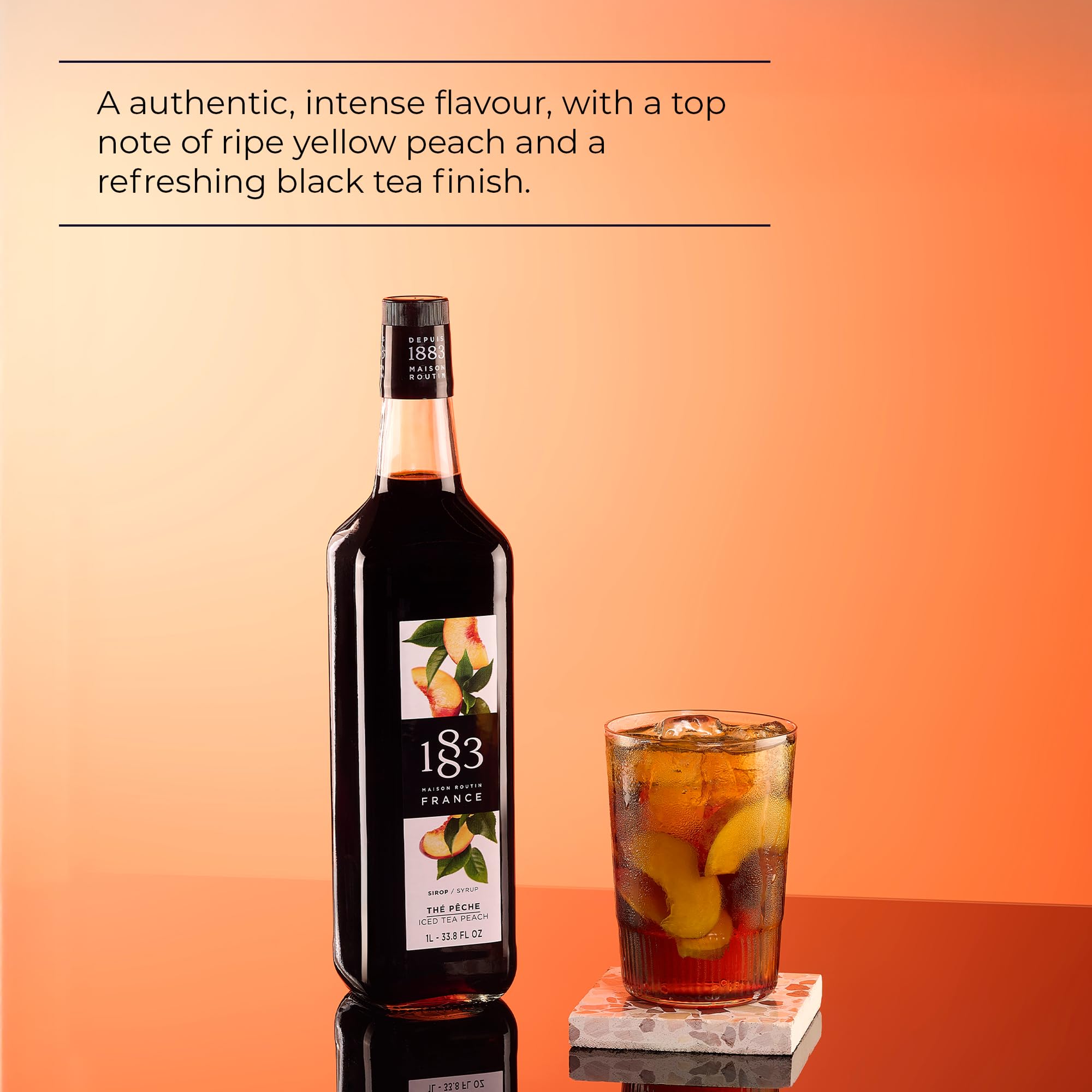 1883 MAISON ROUTIN Peach Iced Tea Syrup - Pure Cane Sugar | 1 L 2