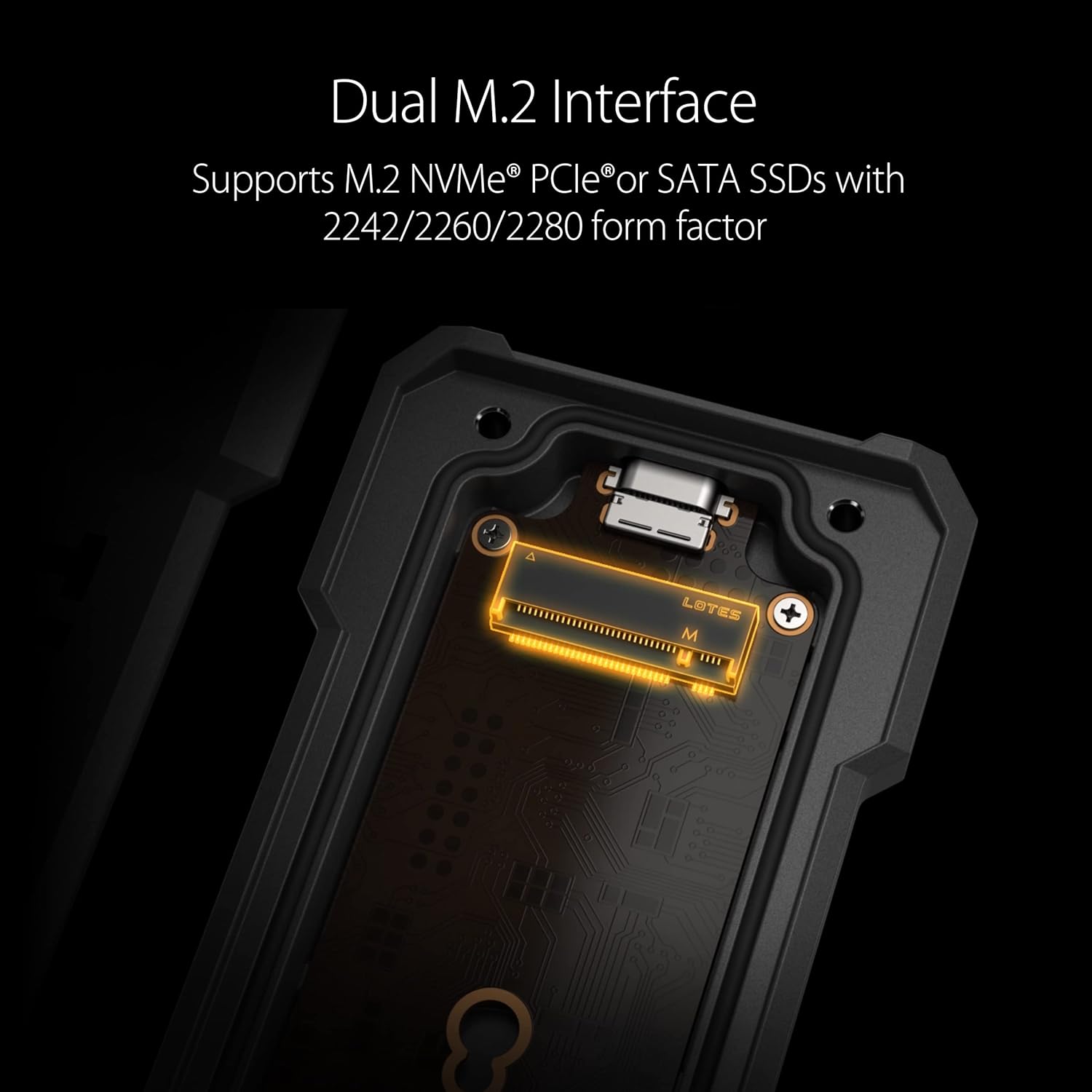 ASUS TUF Gaming A1—USB-C 3.2 Gen 2x1 SSD Enclosure for Dual M.2 NVMe PCIe SSDs 14