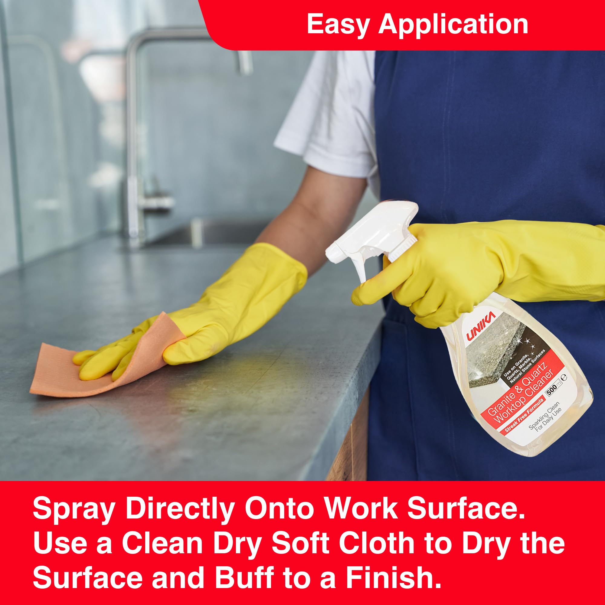 Unika Granite and Quartz Worktop Cleaner Spray - Daily Non-Abrasive Formula | 500ml 2