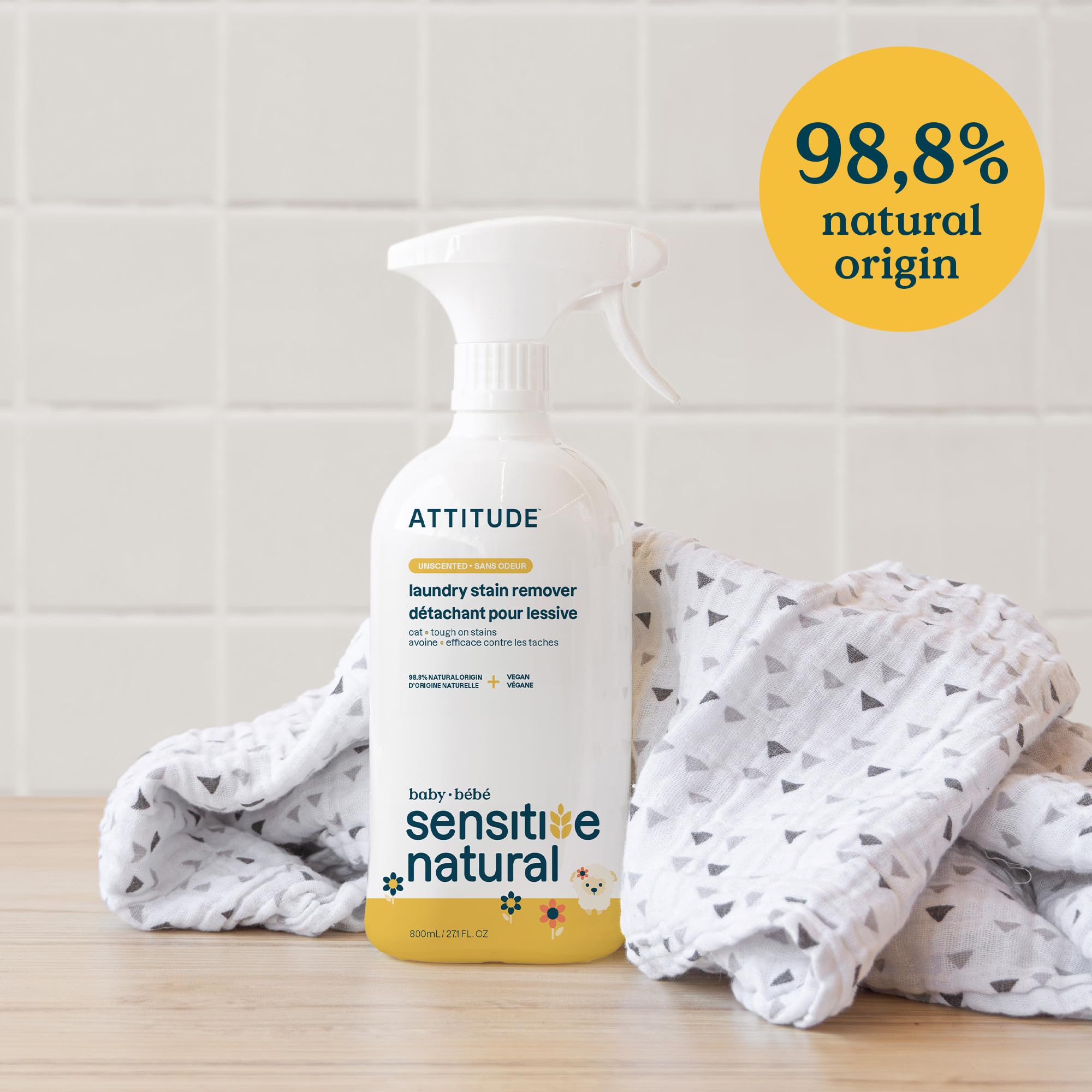 ATTITUDE Laundry Stain Remover for Baby Clothes - Plant-Based, Unscented, 800 ml 3