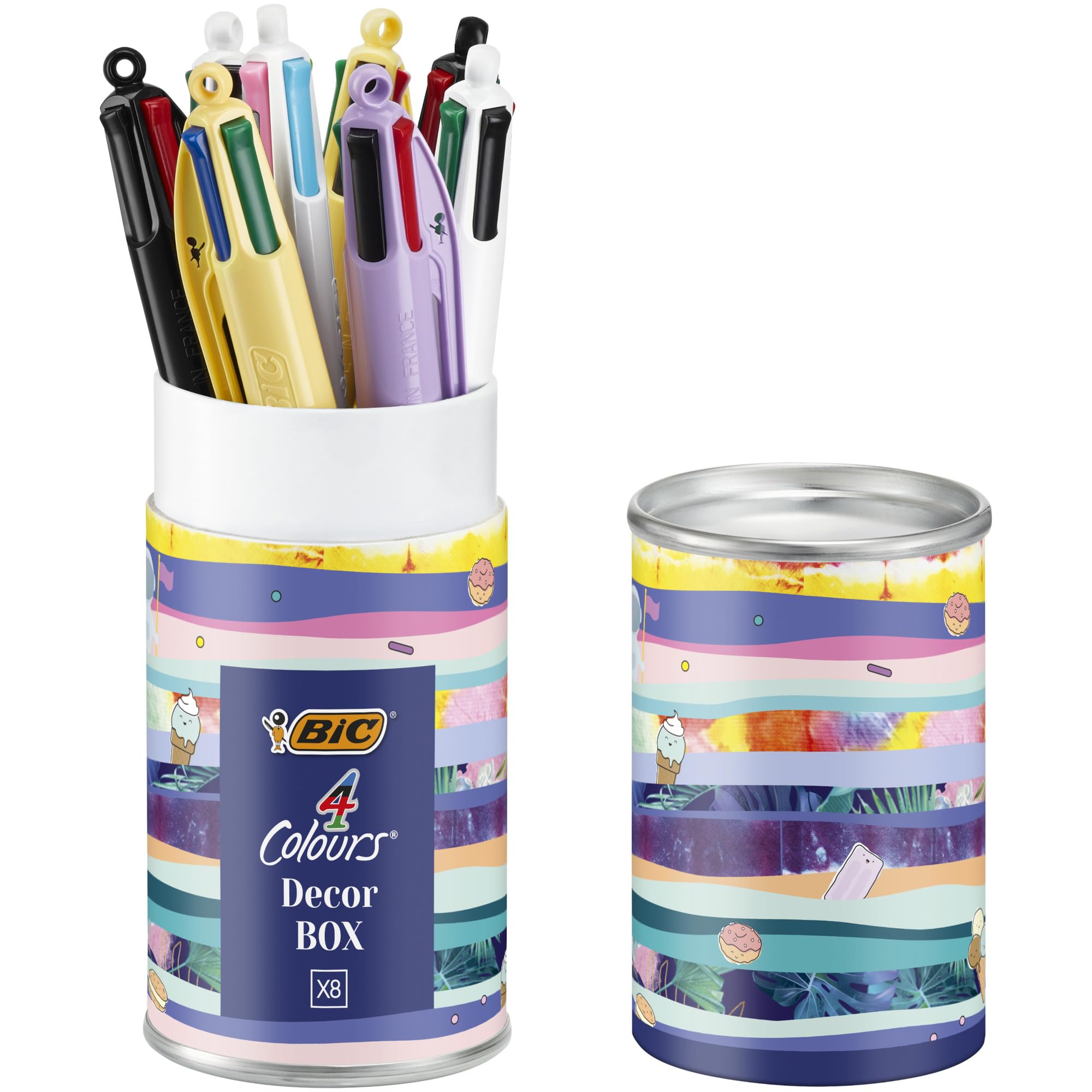 BIC 4 Colours Message Box - Retractable Ballpoint Pens Medium Nib (1.0 mm) - Pack of 8 1