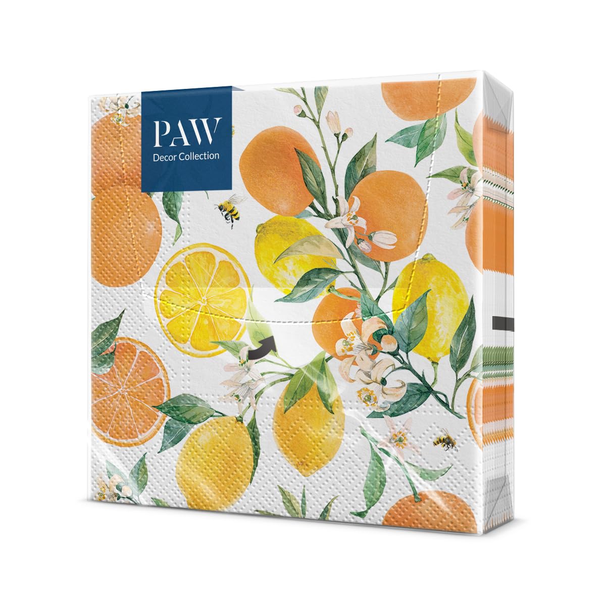 PAW Decor Collection 3-Ply Napkins - Citrus with Bees Design | 33 x 33 cm | 20 Count 1