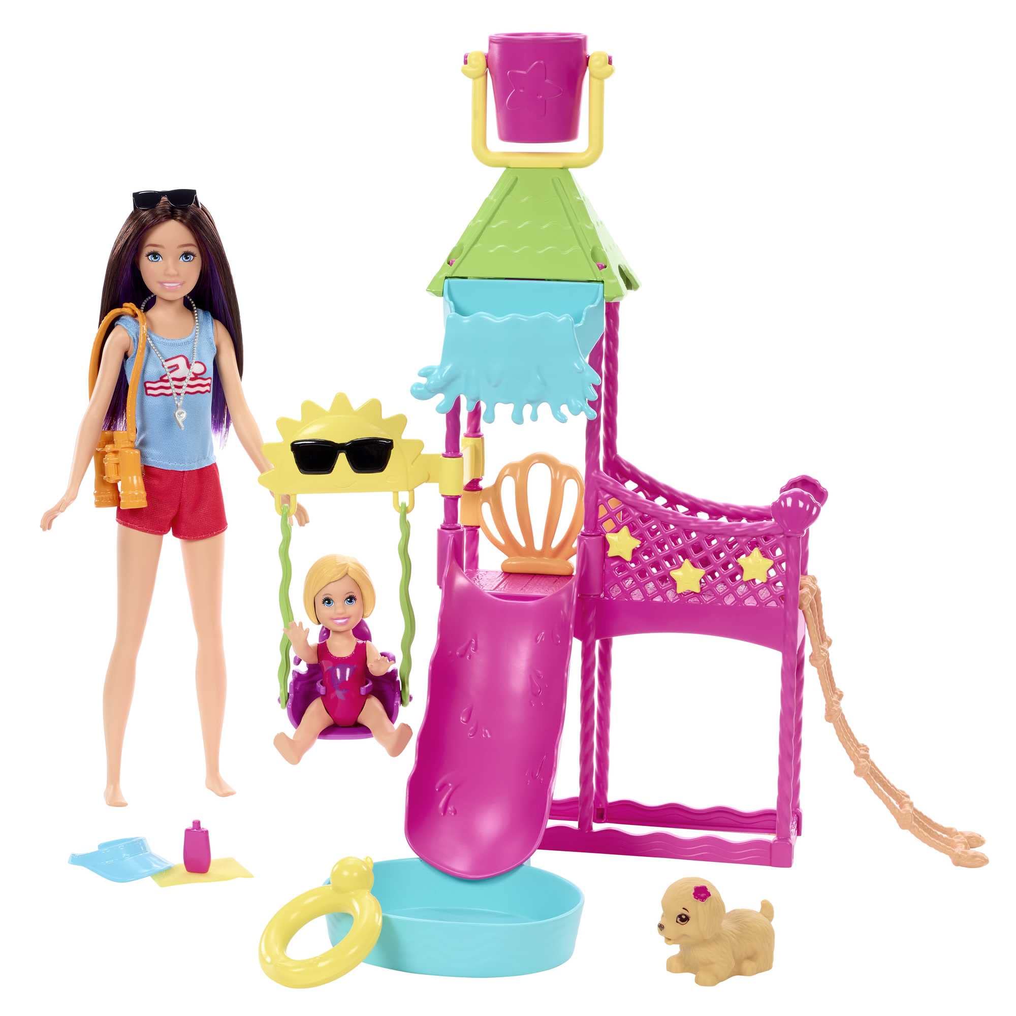 Barbie Skipper Doll and Waterpark Playset with Working Water Slide, Puppy Squirt-Toy, 5+ Accessories | Ages 3+ | HKD80 1