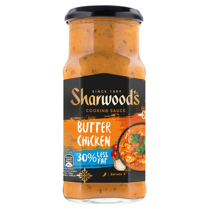 Sharwood's Indian Butter Chicken Sauce – 30% Less Fat, Creamy Tomato & Mild Cooking Sauce