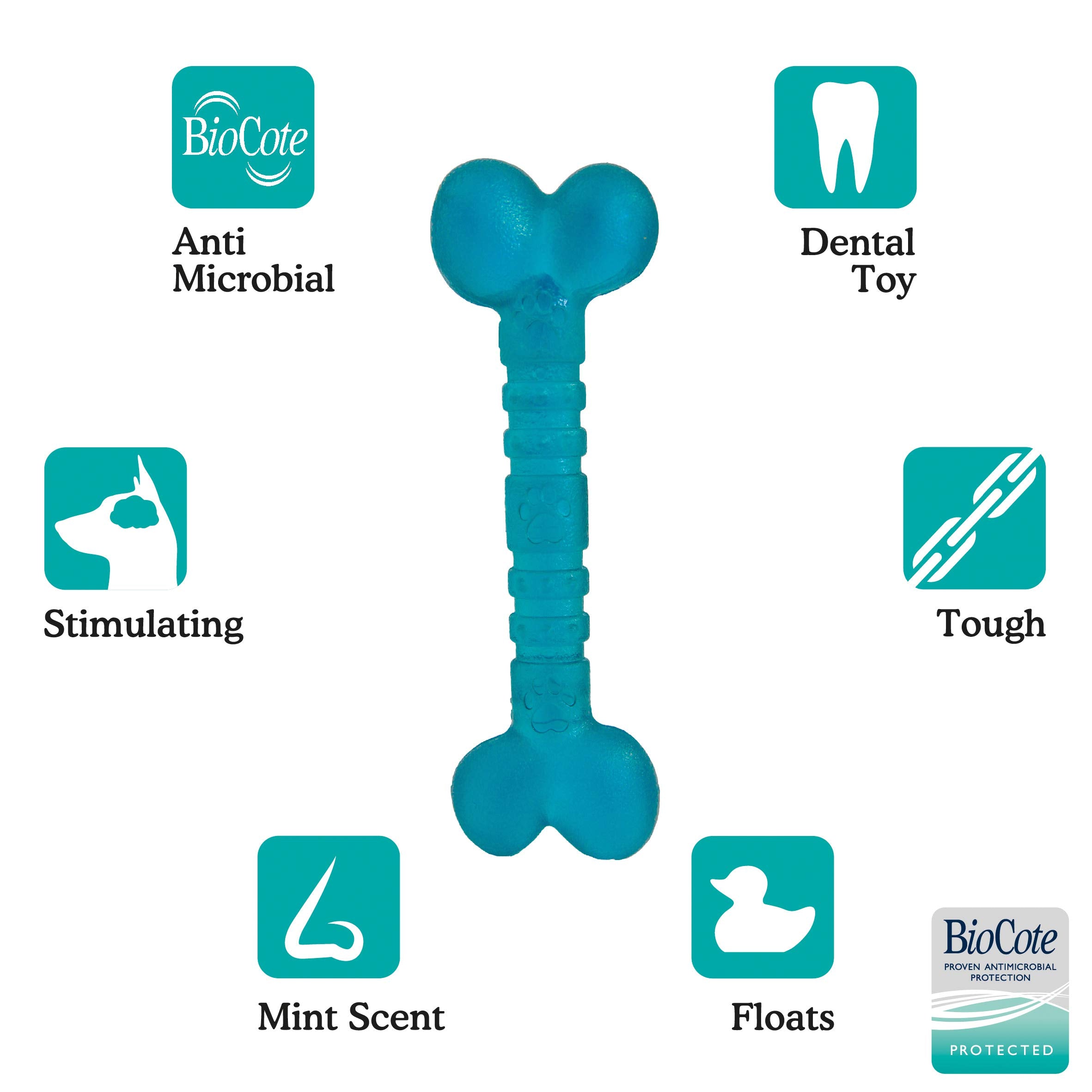Rosewood Biosafe Puppy Bone Chew Toy - Antimicrobial, Mint Scented, Floats, Teething Relief 6