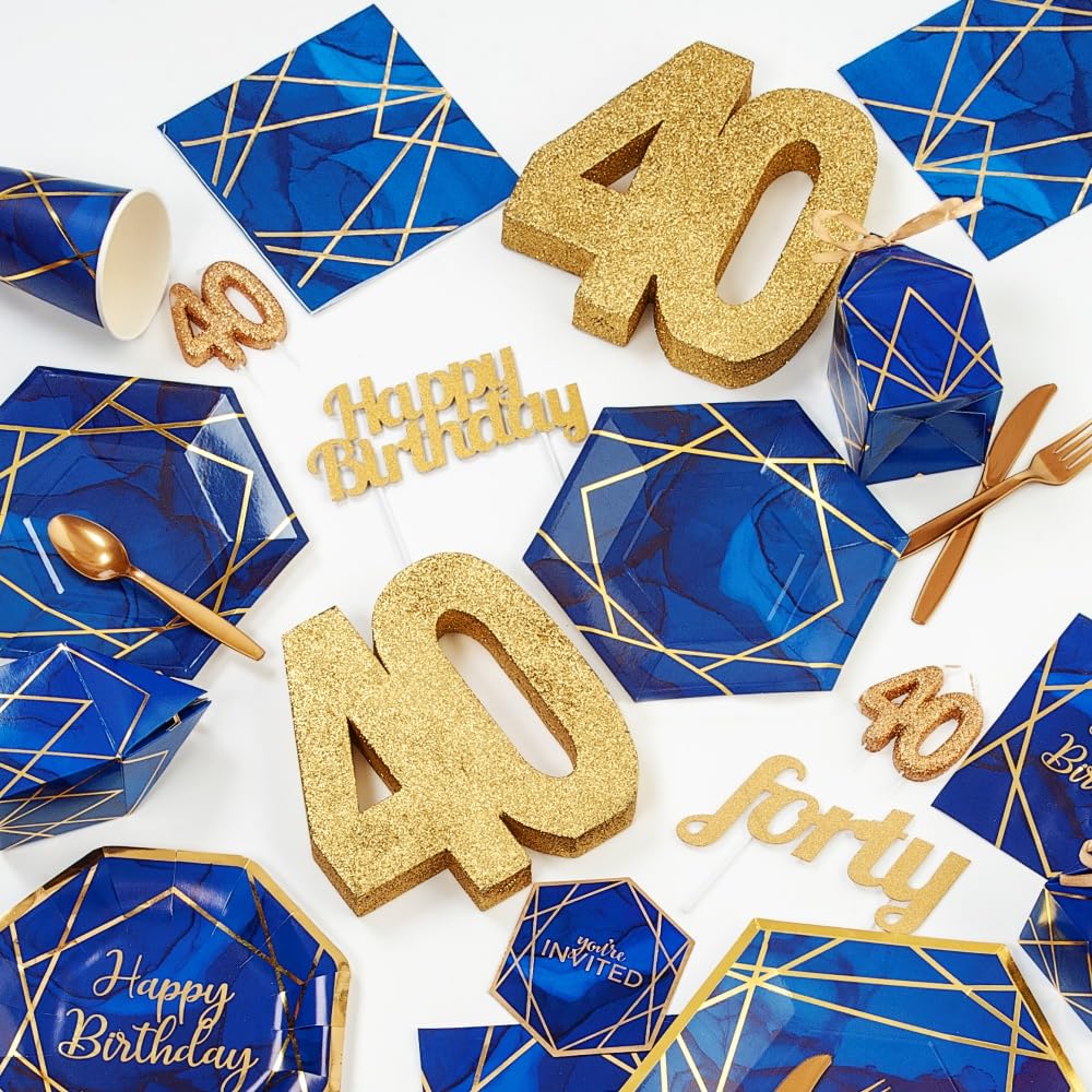 Number 40 Glitter Table Decoration Gold - All-Round Glitter Centrepiece with Weighted Base 5
