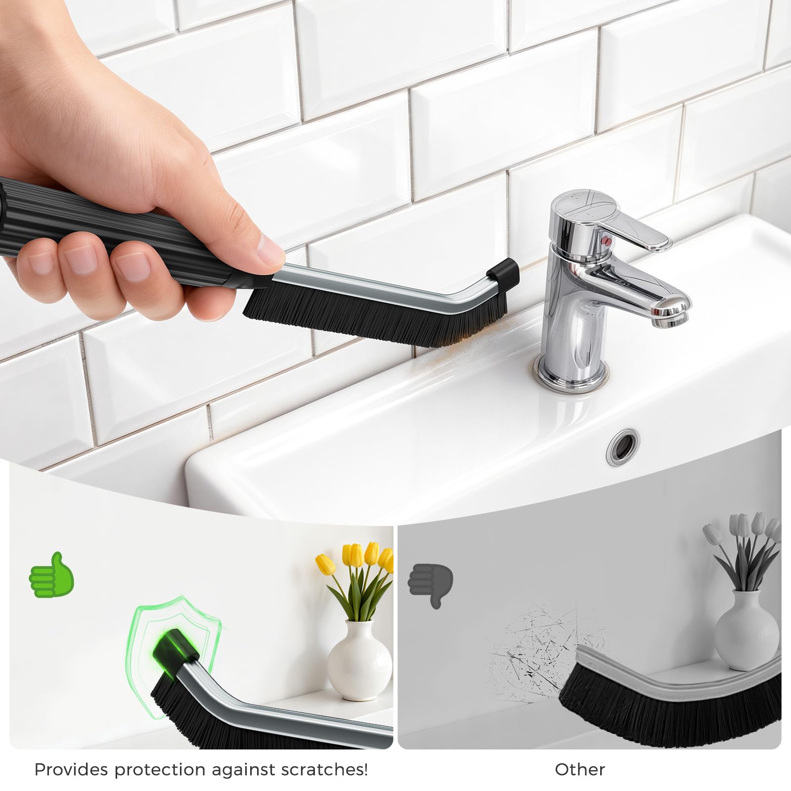 Oderra Crevice Cleaning Brush - 3mm Hard Bristle, 4 Pcs, Black 2