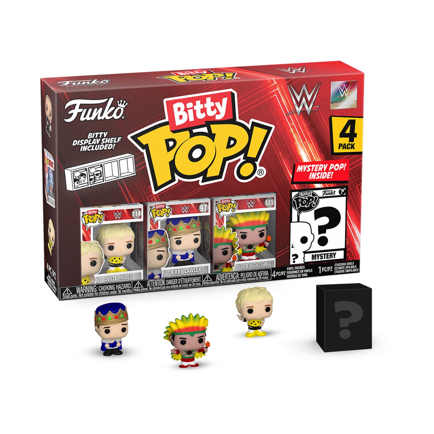 Funko Bitty POP! WWE 4-Pack: Dusty Rhodes, Jerry Lawler, Ric Flair + Mystery Figure 1