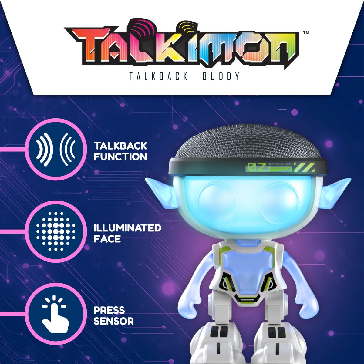 SilverLit Talkimon Interactive Talkback Buddy with Voice Changer & LED Light Up Face | 12.5 cm Height