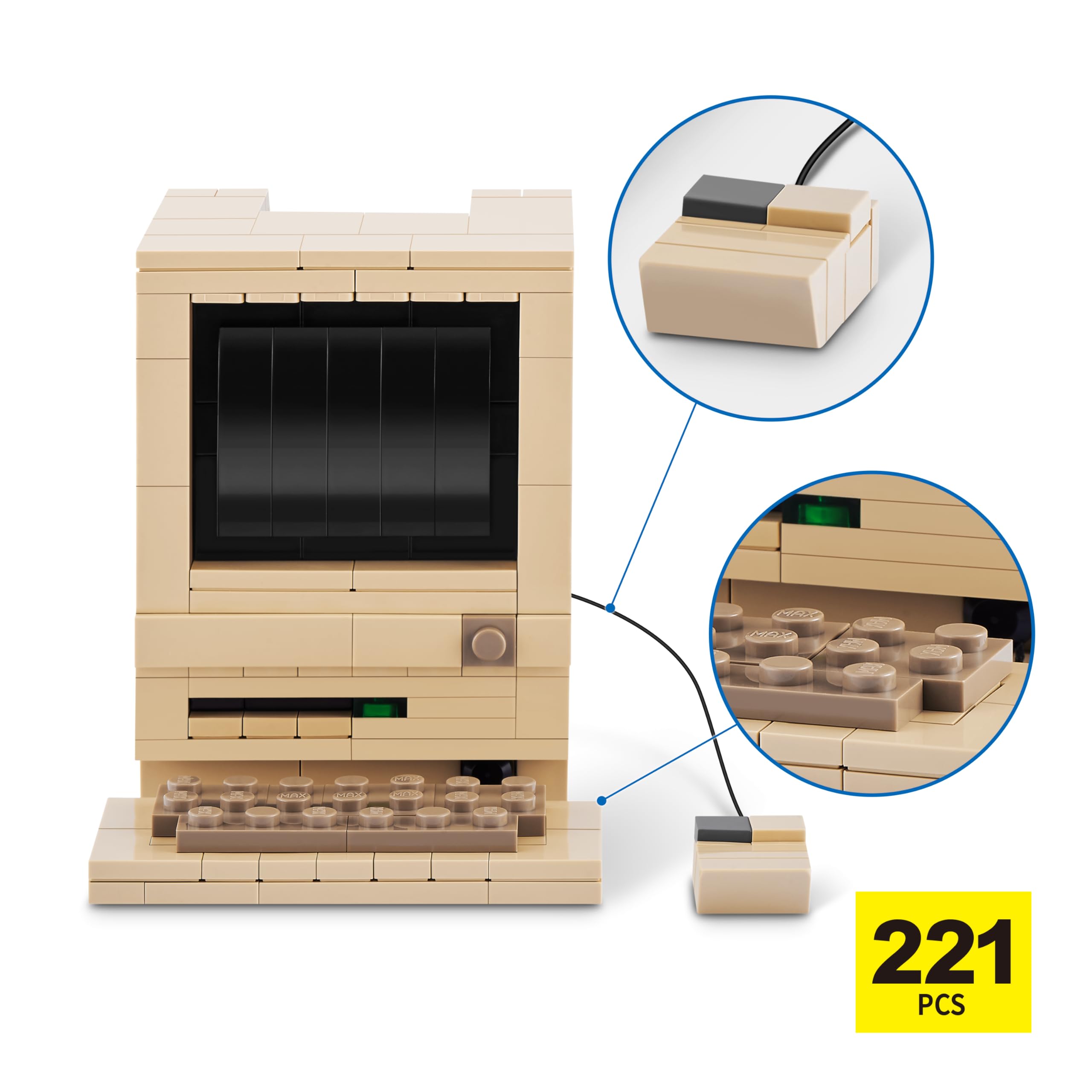 MAX Premium Retro Building Bricks - Classic Computer Building Set for Ages 3+ 5