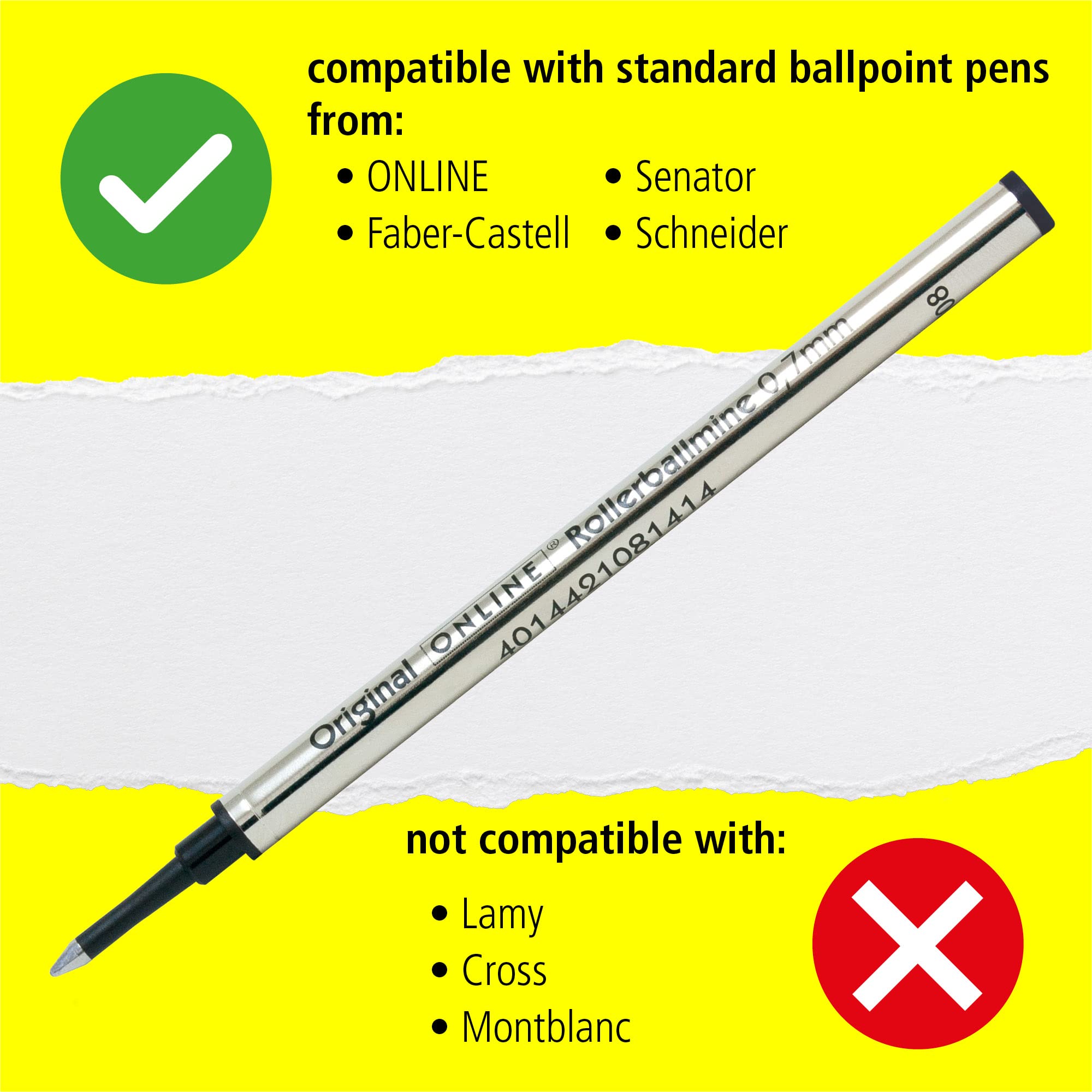 Online Rollerball Pen Refill - Black Ink, 0.7mm Line Width, ISO 14145-2 Certified 6