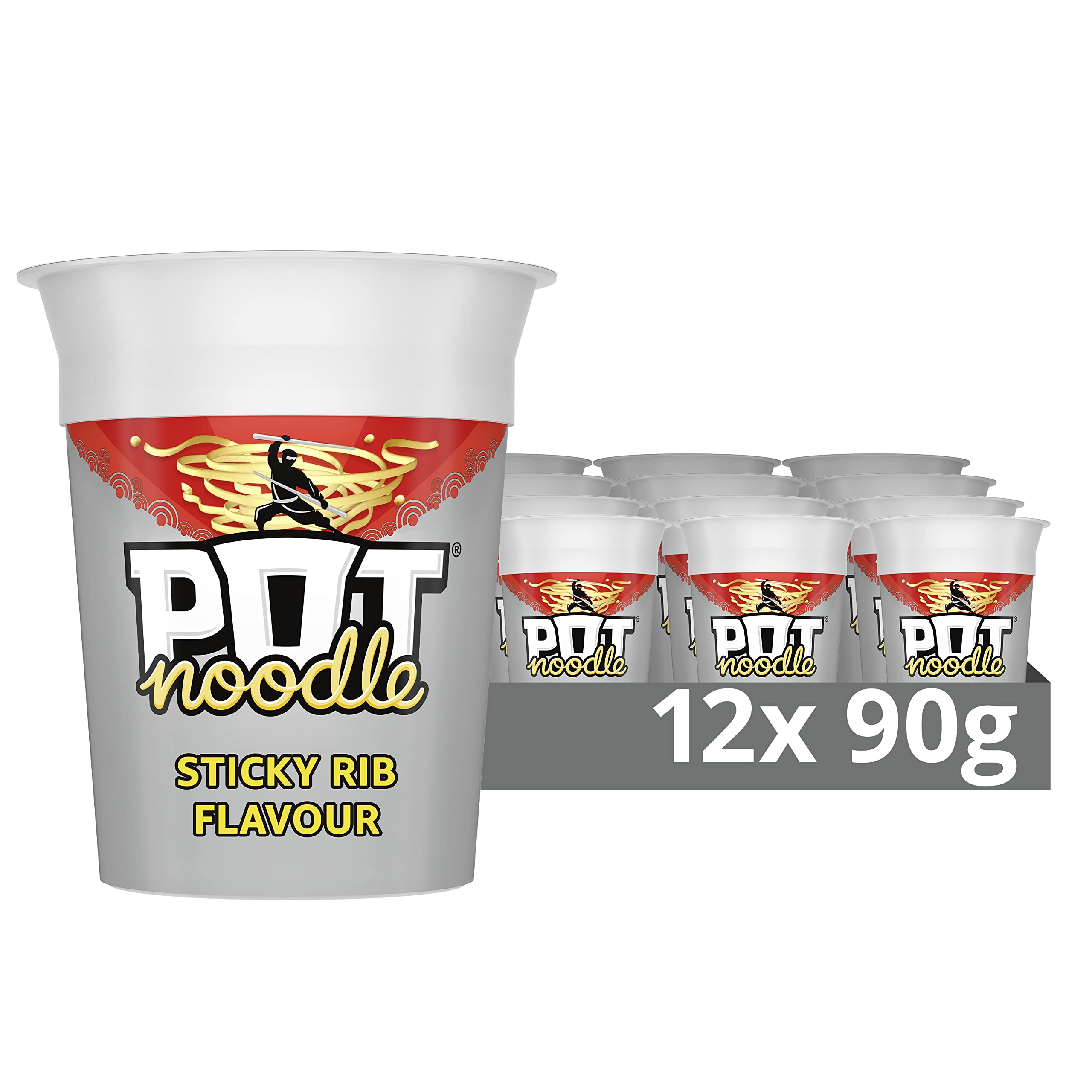 Pot Noodle Sticky Rib Instant Noodles - Vegetarian | 90g Pot (Pack of 12) 1