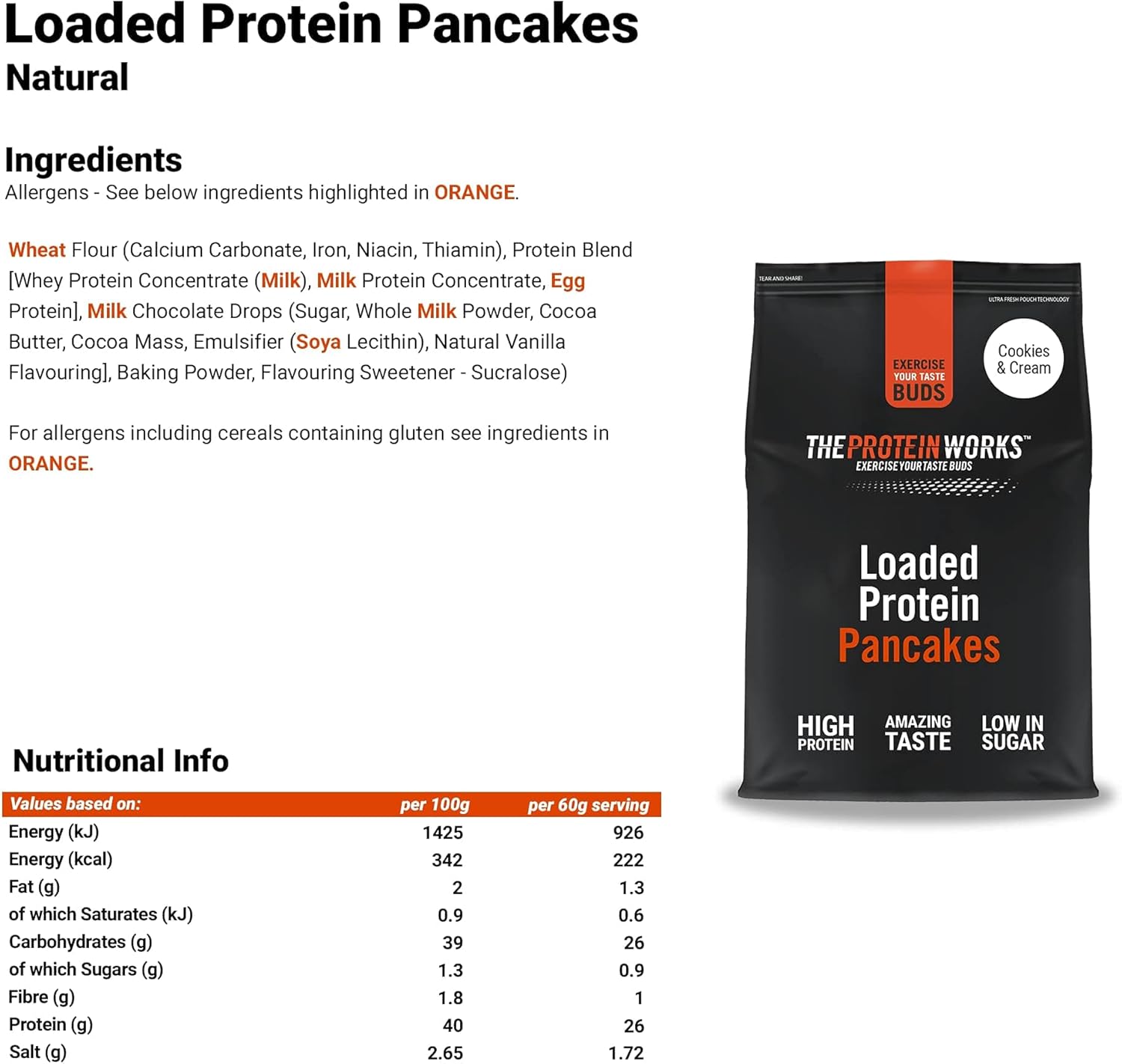 THE PROTEIN WORKS Loaded Protein Pancake Mix | High Protein, Low Sugar | Natural Flavor | 1 kg 7