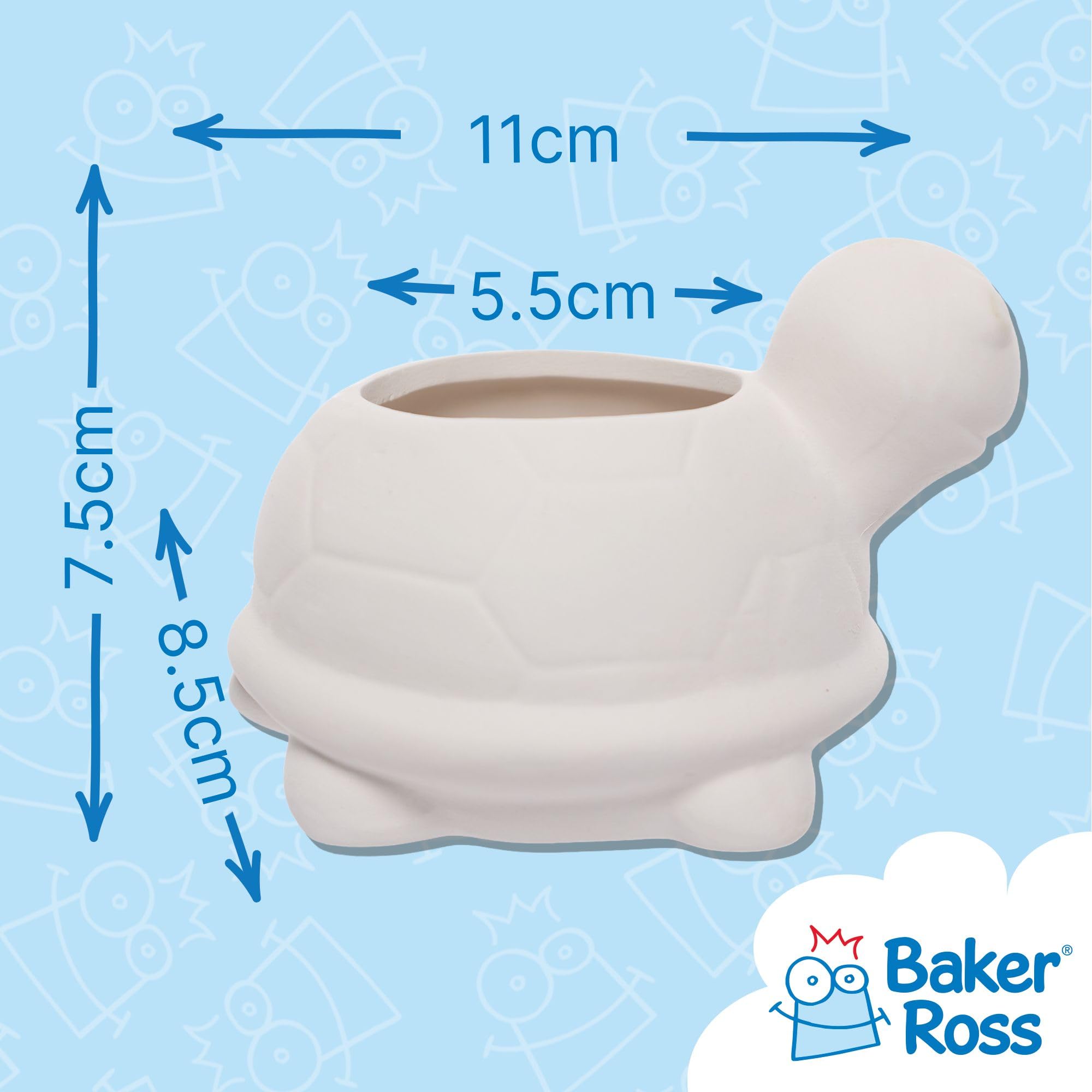 Baker Ross Tortoise Ceramic Flowerpots - Paint Your Own Craft Kit (Set of 2) 3