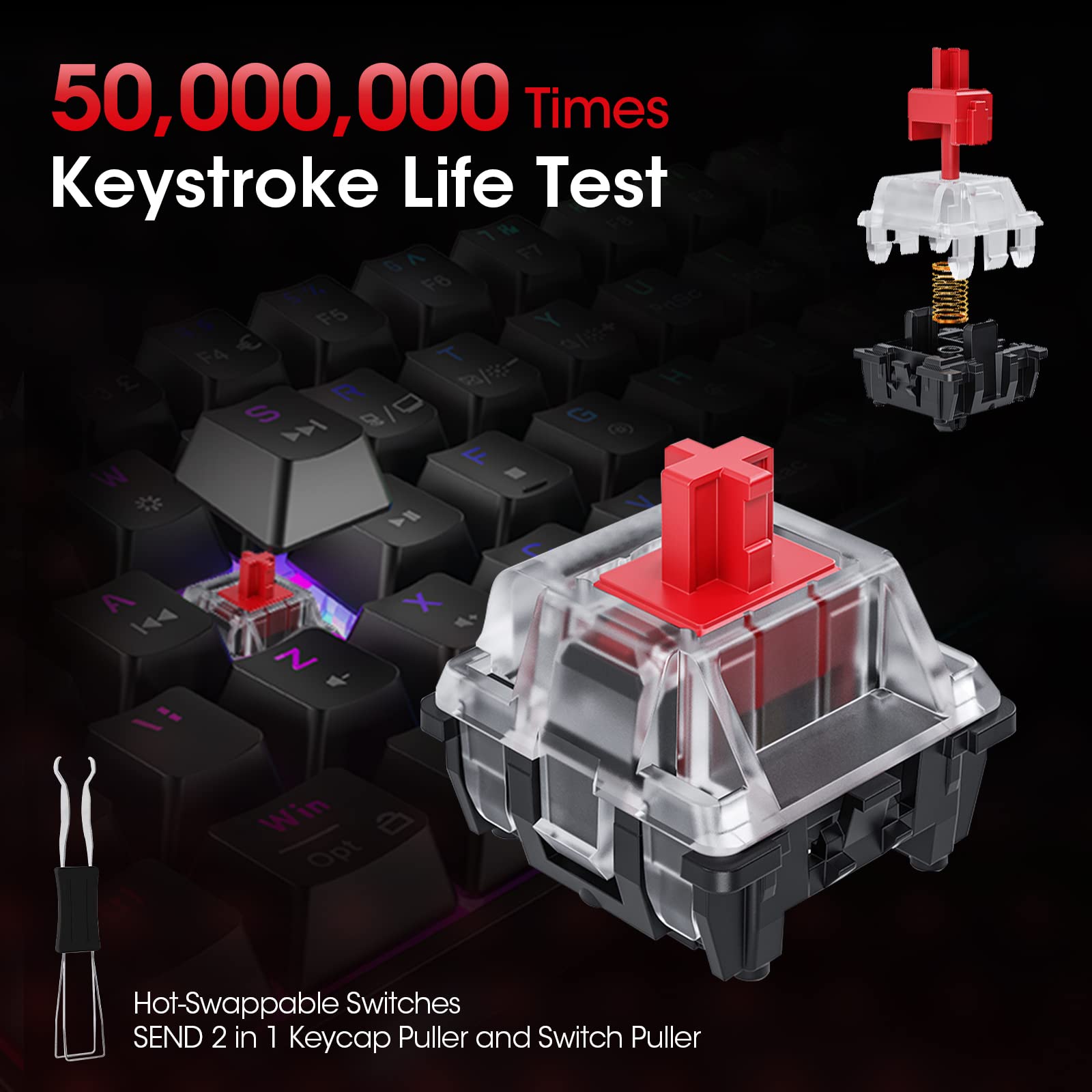 KOORUI MK061 60% Mechanical Gaming Keyboard - Red Switch, RGB Backlit, Hot-Swappable, Wired Compact Keyboard for PC & Mac 11