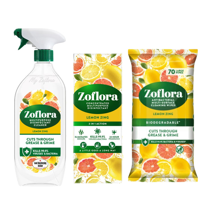 Zoflora Lemon Zing Multipurpose Disinfectant Spray, 800ml Antibacterial Multi-Surface Cleaner