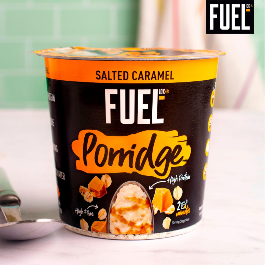FUEL10K High Protein Salted Caramel Porridge Oat Cereal Pot, 70g (Pack of 8)