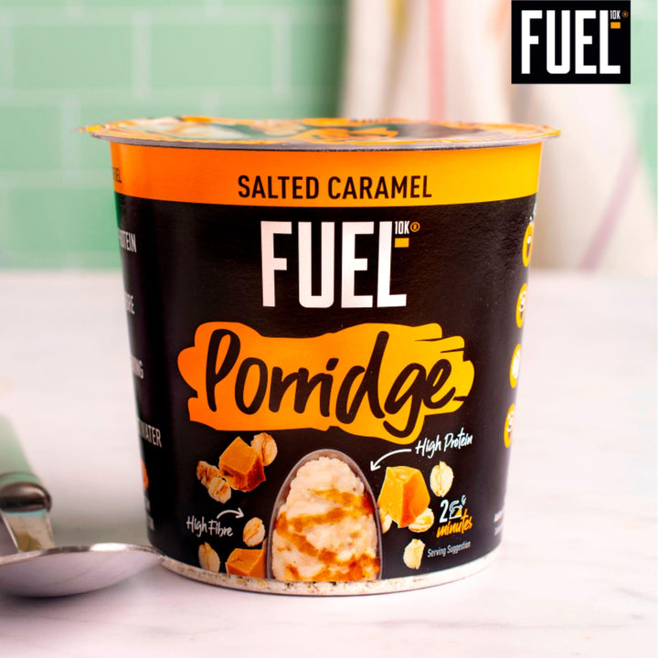 FUEL10K High Protein Salted Caramel Porridge Oat Cereal Pot, 70g (Pack of 8)