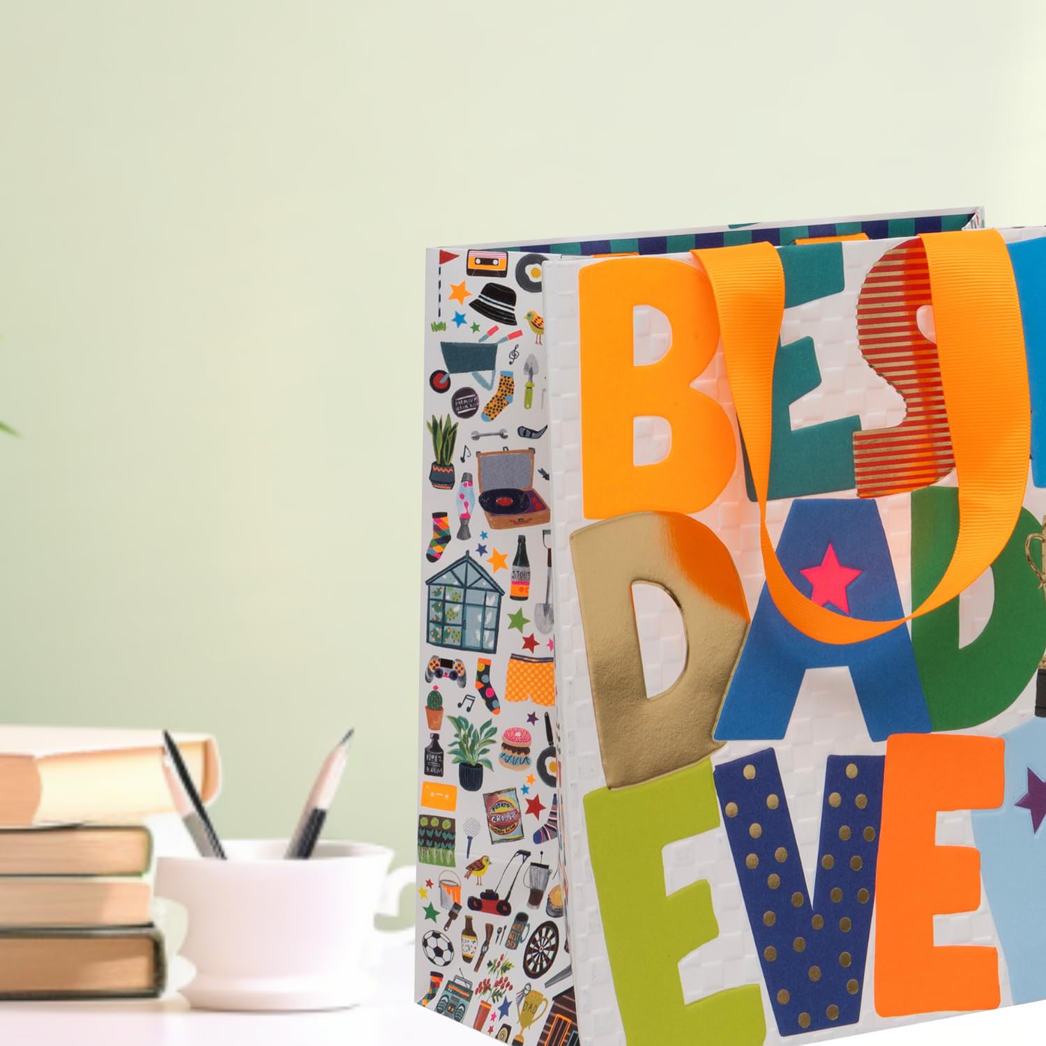 Glick Father's Day Gift Bag - 'Best Dad Ever' Design | 20 x 22.5 x 10 cm | 210GSM Paper