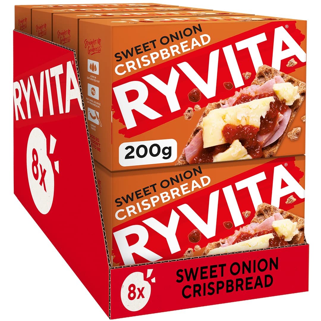 Ryvita Sweet Onion Crispbread - 8 Pack of 200g | High Fibre | Made in the UK 1