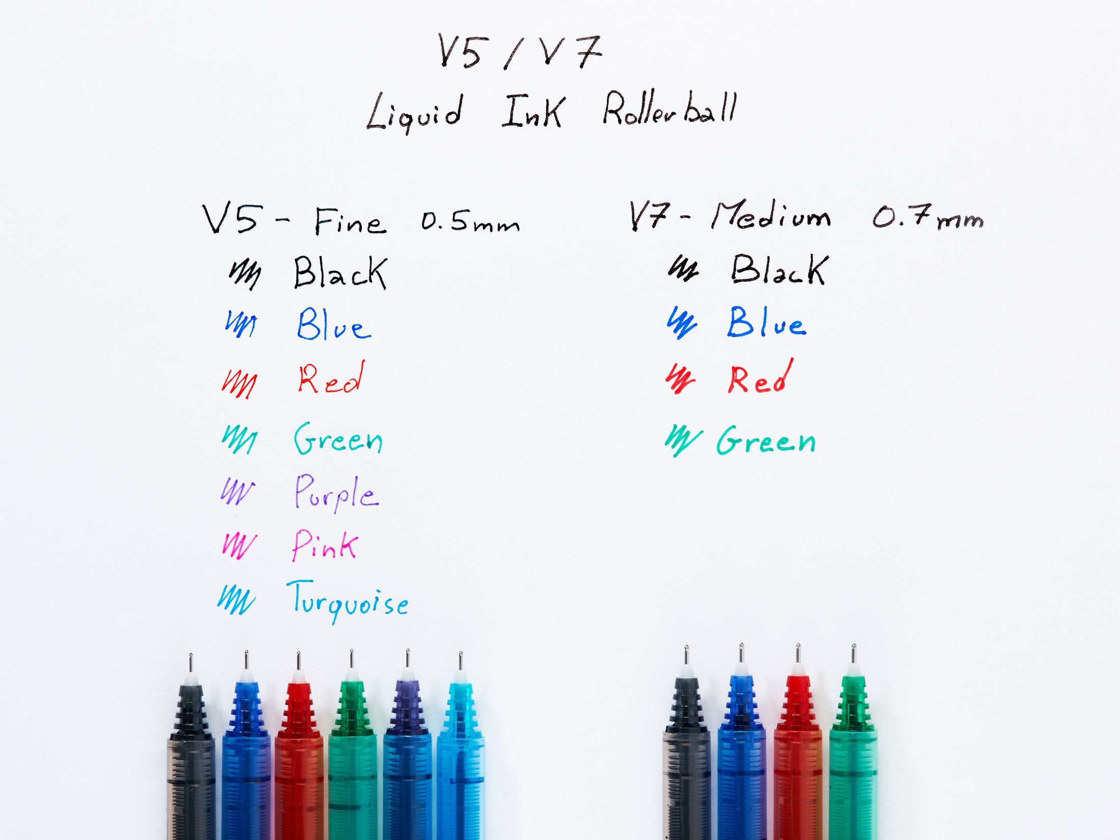 PILOT V5 Hi-Tecpoint Liquid Ink Rollerball Pen - Fine 0.5mm Tip | Pack of 5 Black Pens 5