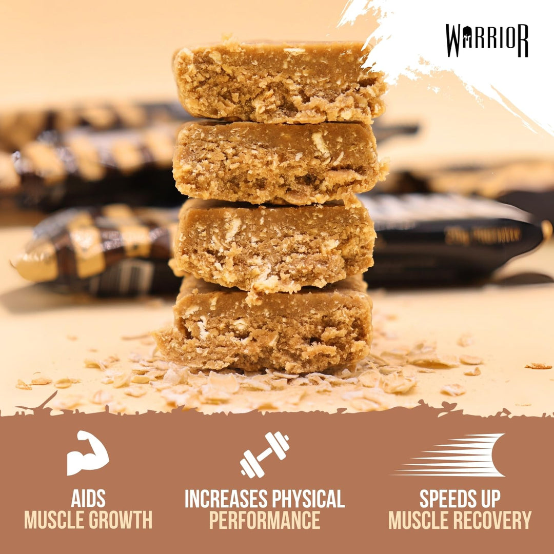 Warrior Raw Protein Bars - 12 x 75g Cookies & Cream High Protein Oat Flapjacks - Low Sugar, High Fibre - UK Made