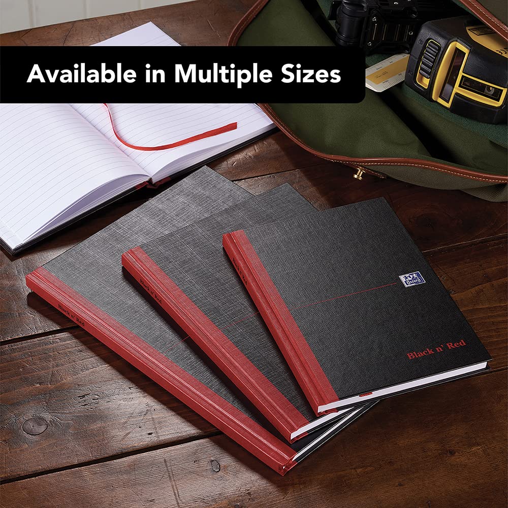 Black n' Red Casebound Hardback Notebook - A6 Ruled, 192 Pages, Pack of 5 6