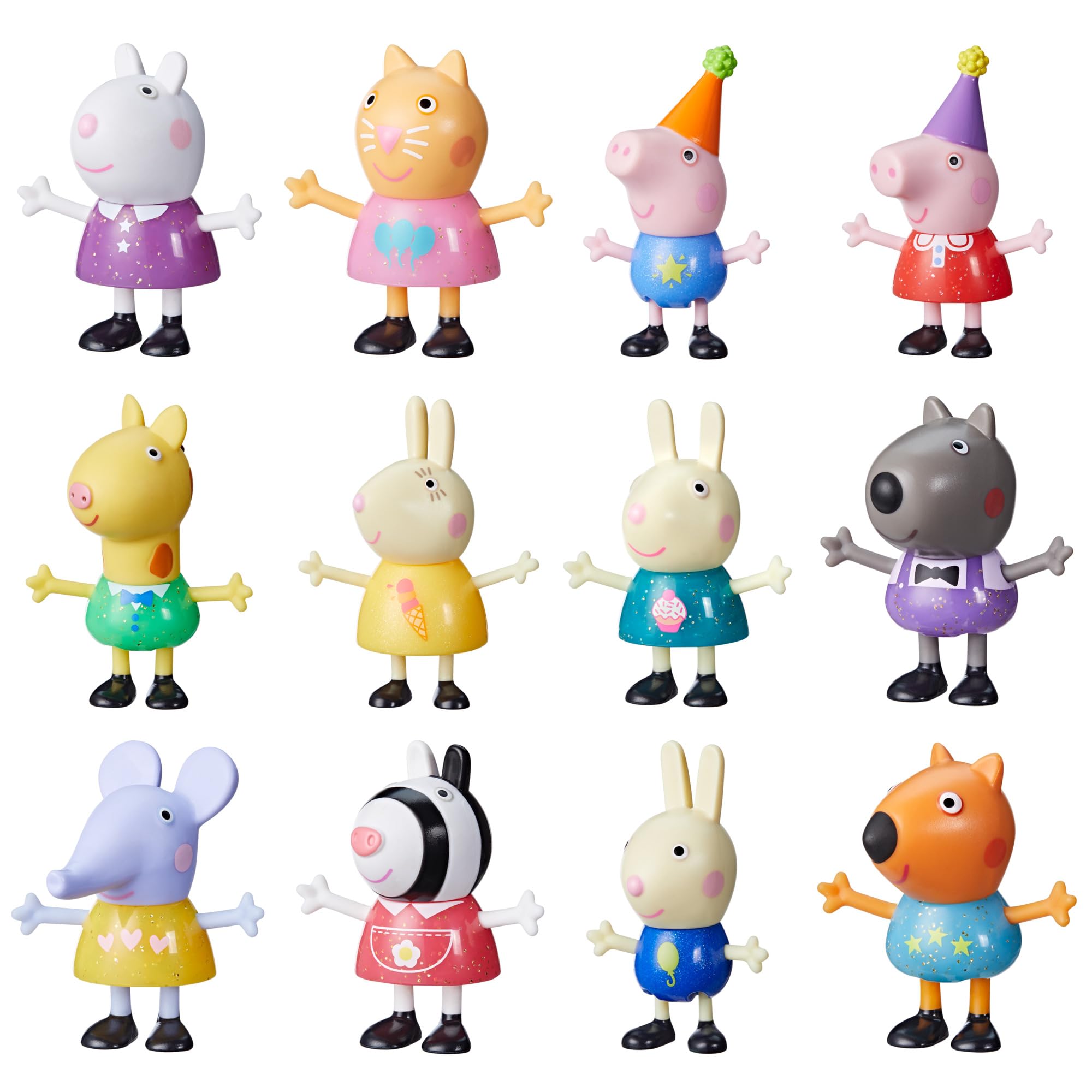 Peppa Pig Peppa’s Party Friends Figure - Shimmery Festive Outfit, 7.5 cm Poseable Action Figure for Kids 3+ 1
