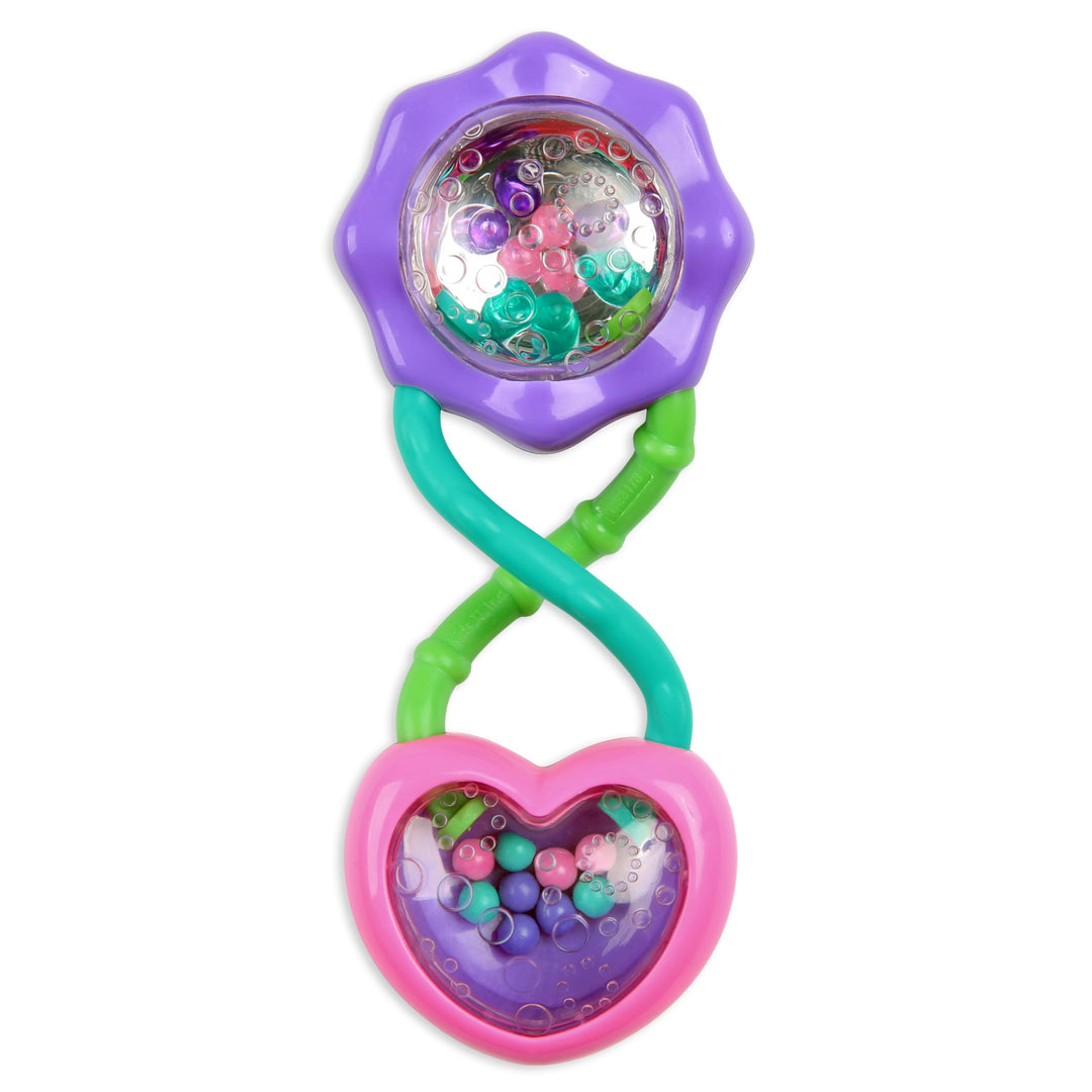 Bright Starts Rattle & Shake BPA-Free Baby Barbell Toy - Plush Handle with Mirrored Rattle, 3 Months+