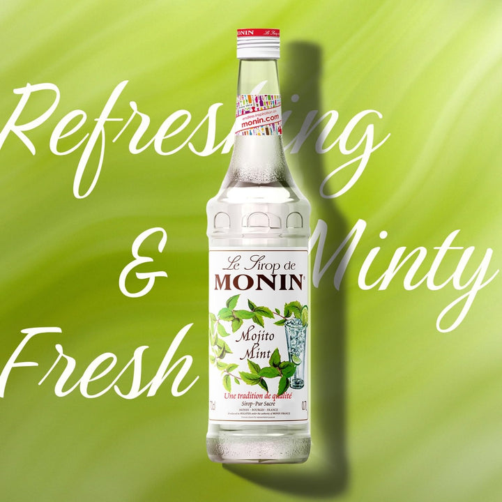 MONIN Mojito Mint Syrup 700ml - Natural Flavouring, Vegan, Halal, Kosher - for Cocktails, Mocktails, Lemonades