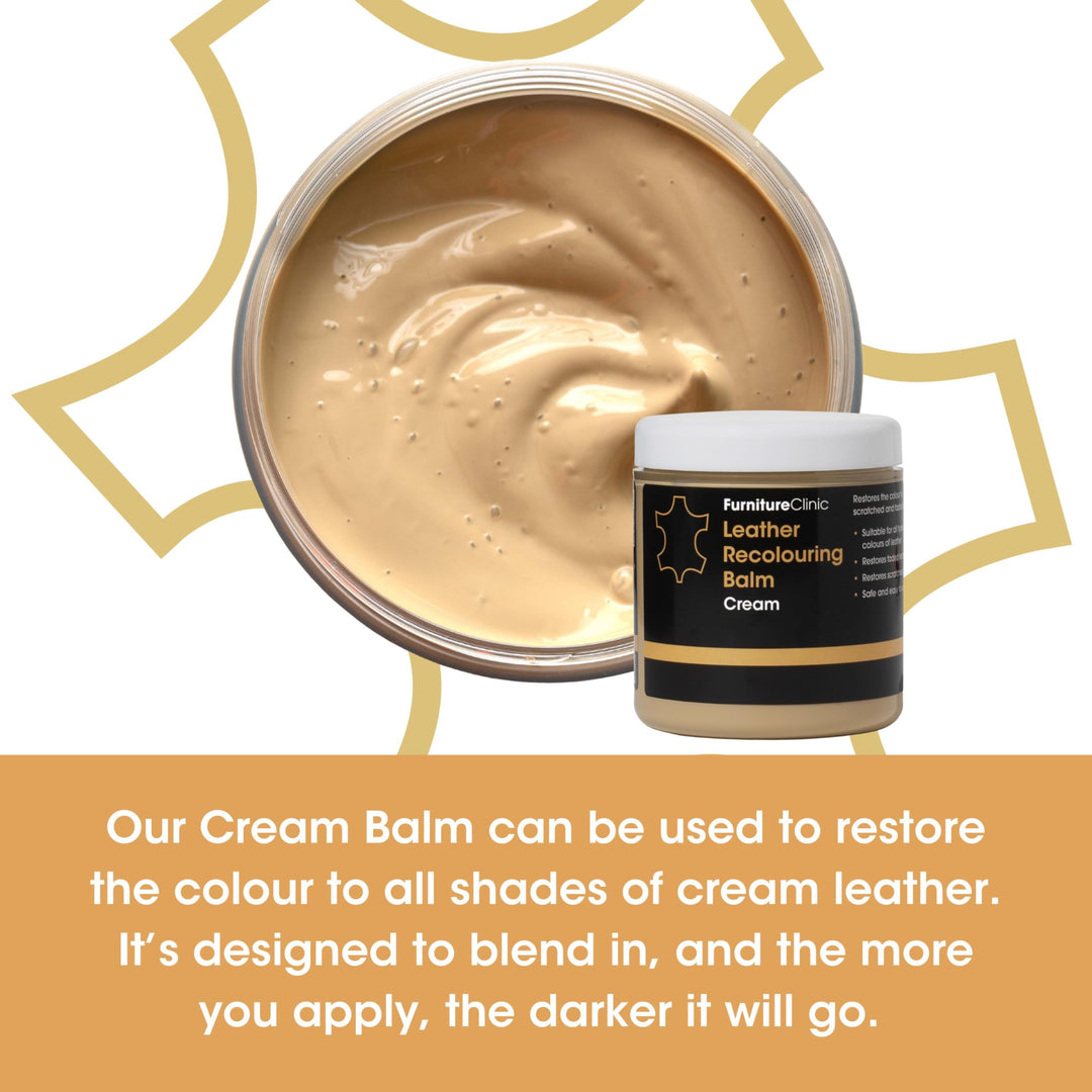Furniture Clinic Leather Recolouring Balm - Camel Shade for Faded & Scratched Sofas, Car Seats, Shoes, and Clothing
