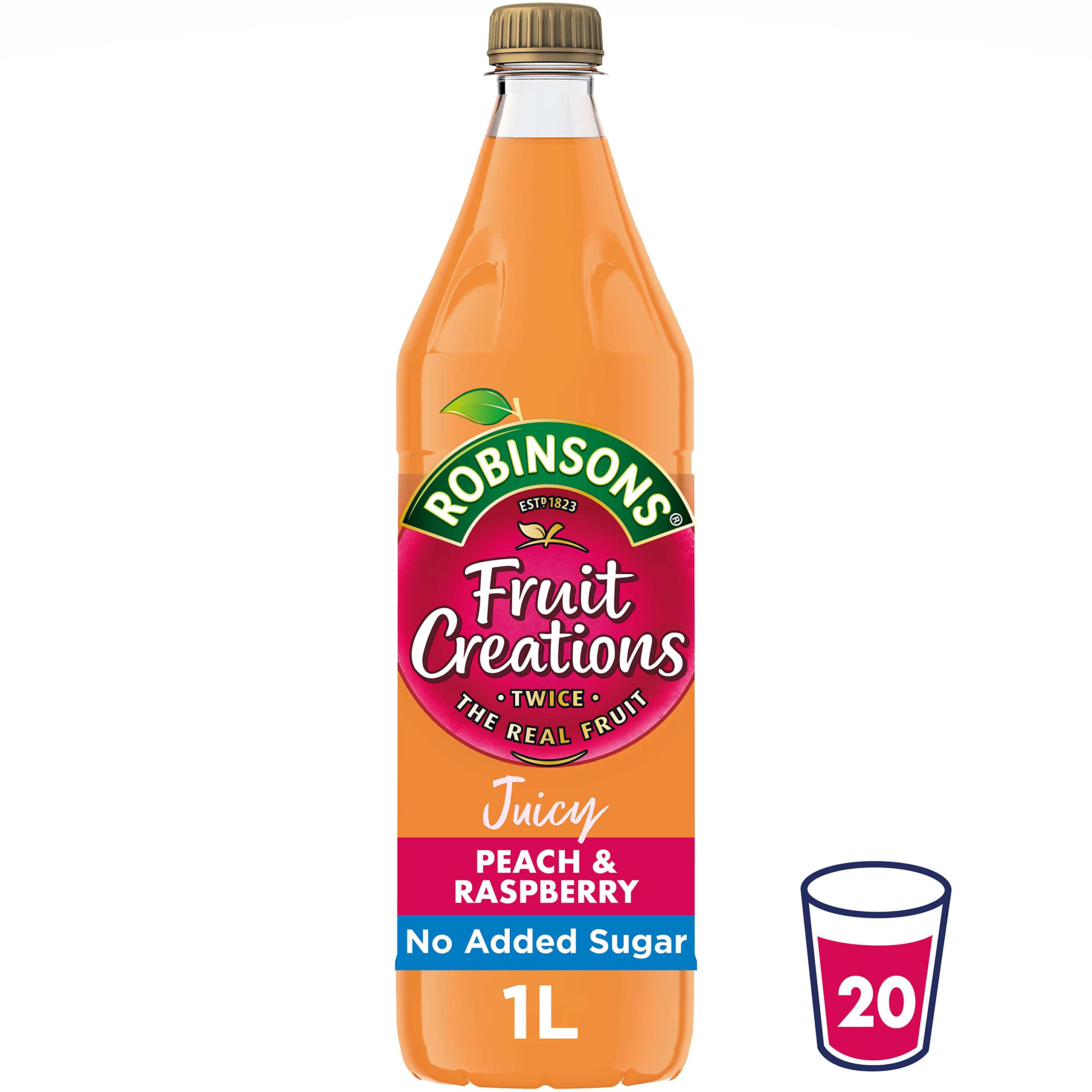 Robinsons Fruit Creations Real Fruit Squash - Low Calorie Peach & Raspberry | 1 L Concentrate 1