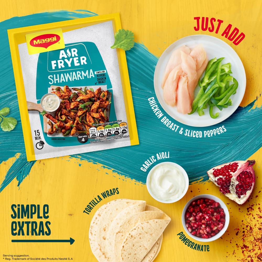 MAGGI Air Fryer Shawarma Herbs and Spices Recipe Mix | 25g Powder for Chicken 2