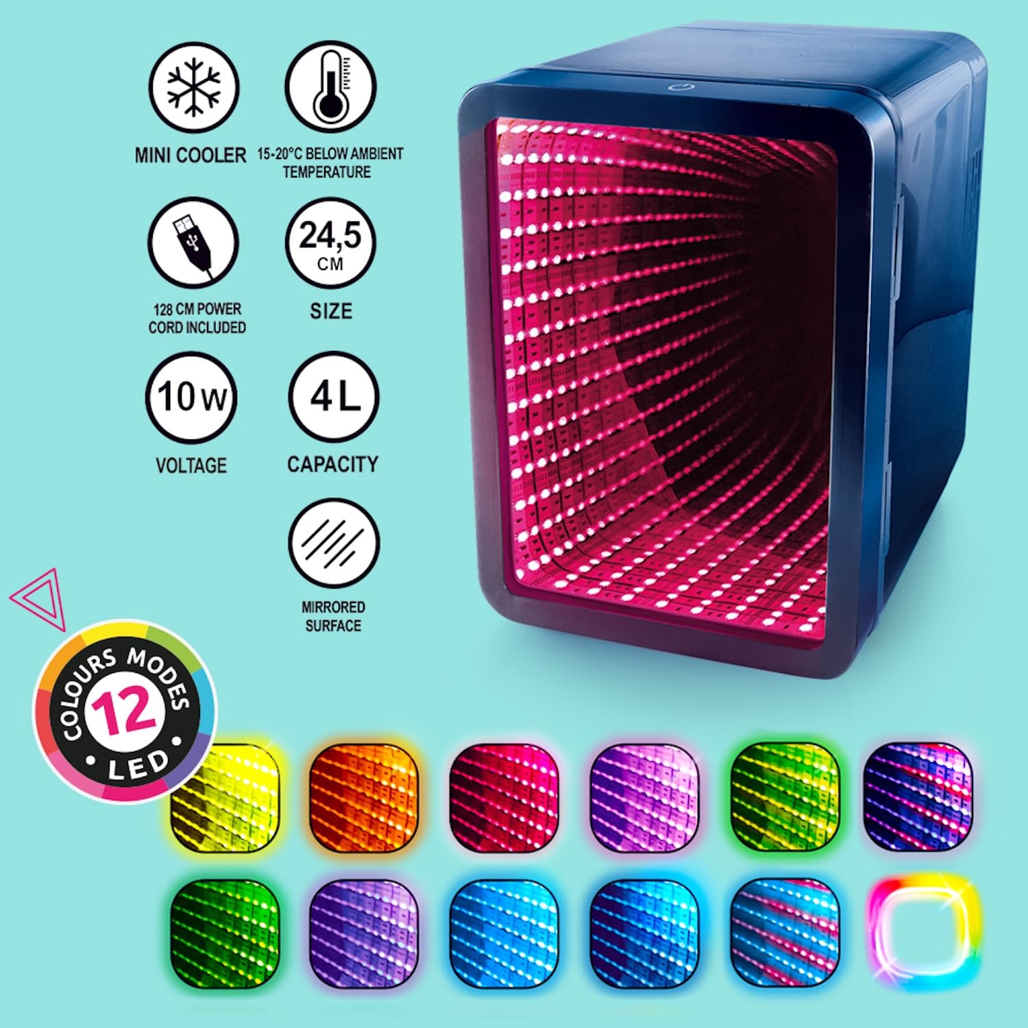 So Chill Mini Fridge Infinity - LED Light-Up Mini Fridge for Gamers & Teens 13