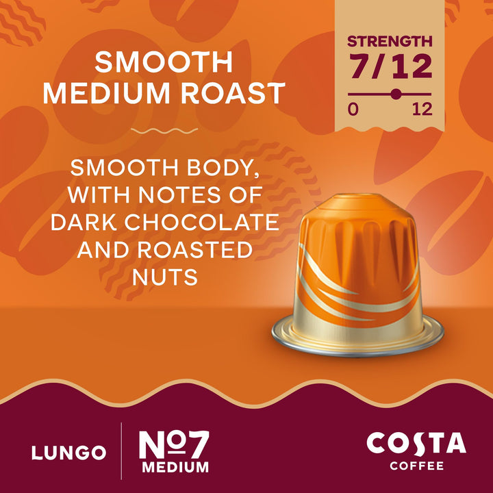 Costa - Smooth Medium Roast Aluminium Coffee Pods (Pack of 100, Fortuna Model)