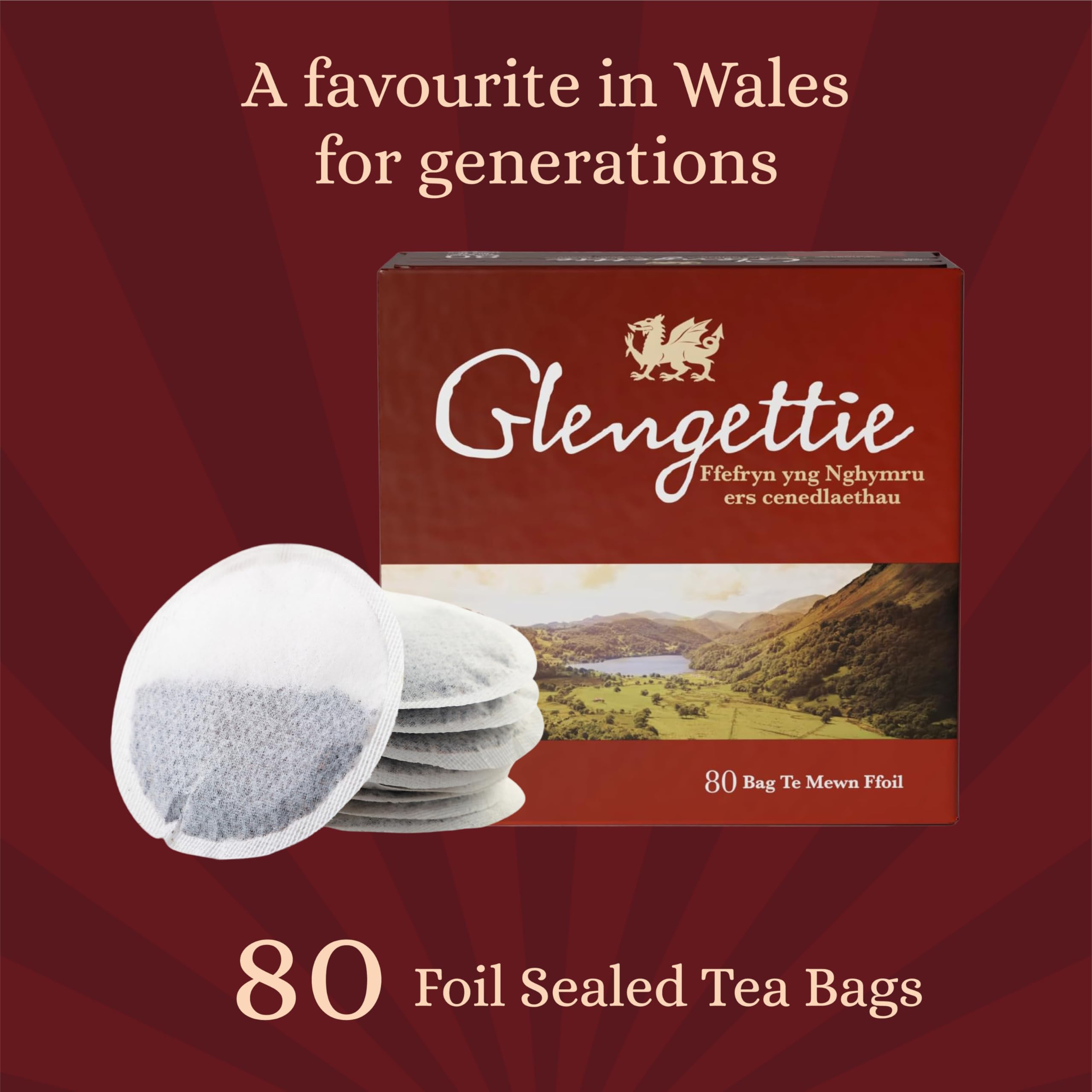 Glengettie Strong Black Tea Bags - 80 Count, 250g Foil Sealed Pack 2