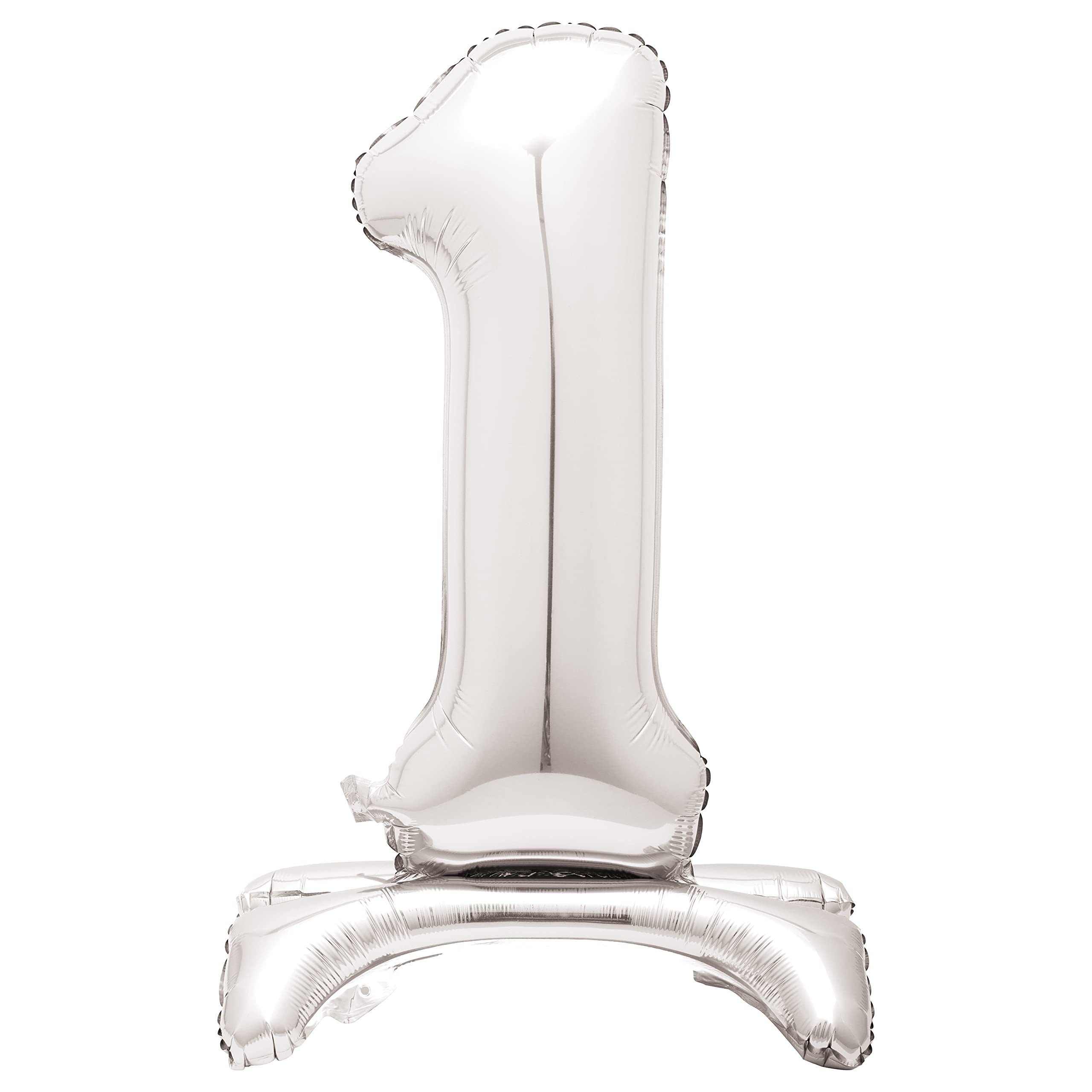 Majestic Silver Number 1 Foil Balloon - Standalone Party Decor for Milestone Celebrations