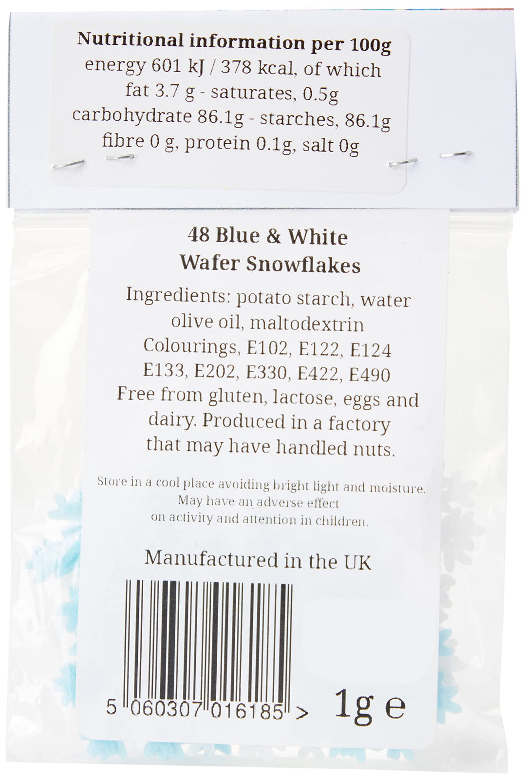 Toppercake Edible Wafer Snowflake Cake Toppers - Blue and White, 48-Piece Pack