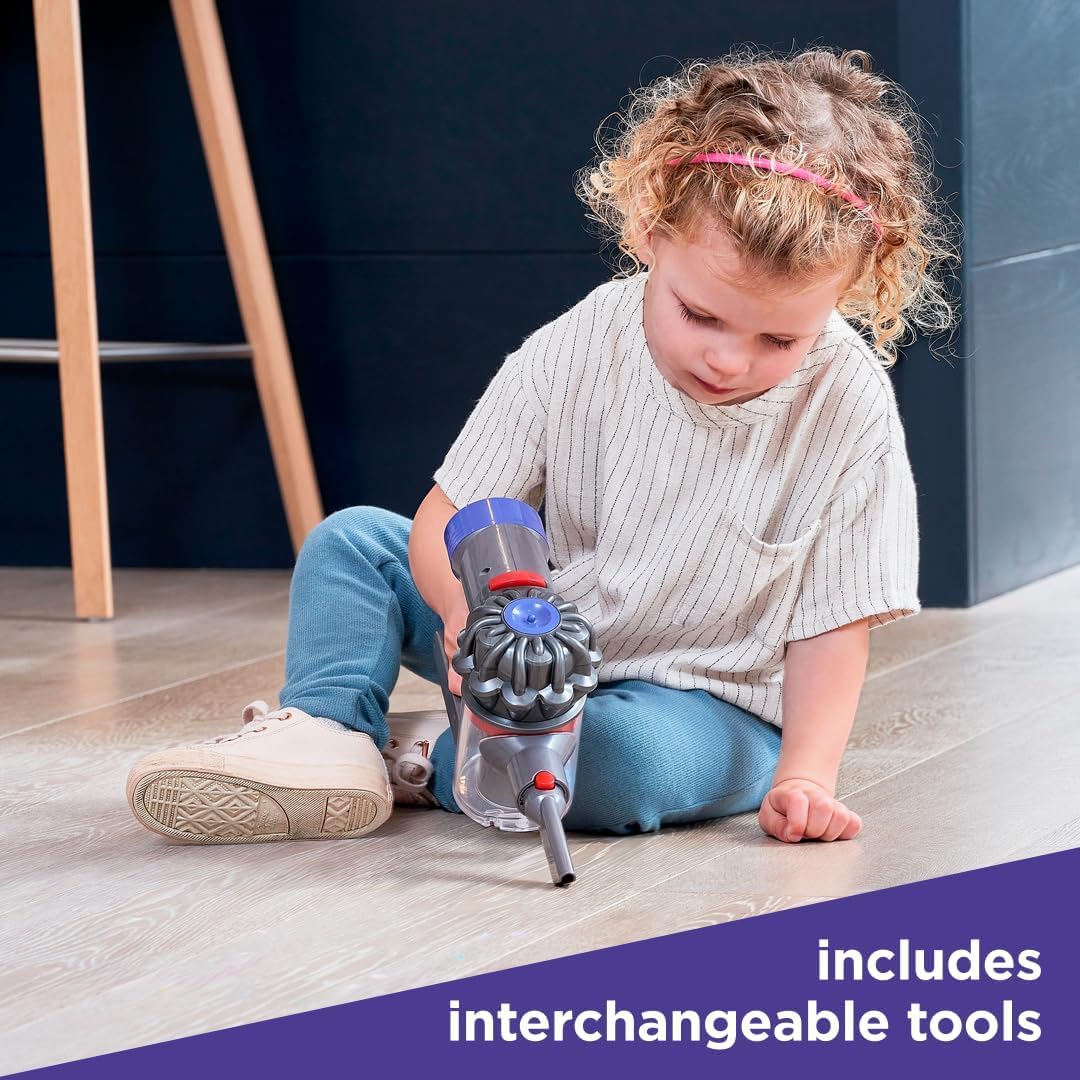 Casdon Dyson Cordless Vacuum Interactive & Officially Licensed Toy Dyson Vacuum For Children Aged 3+ Realistic Role-Play Fun, Purple and Orange 9