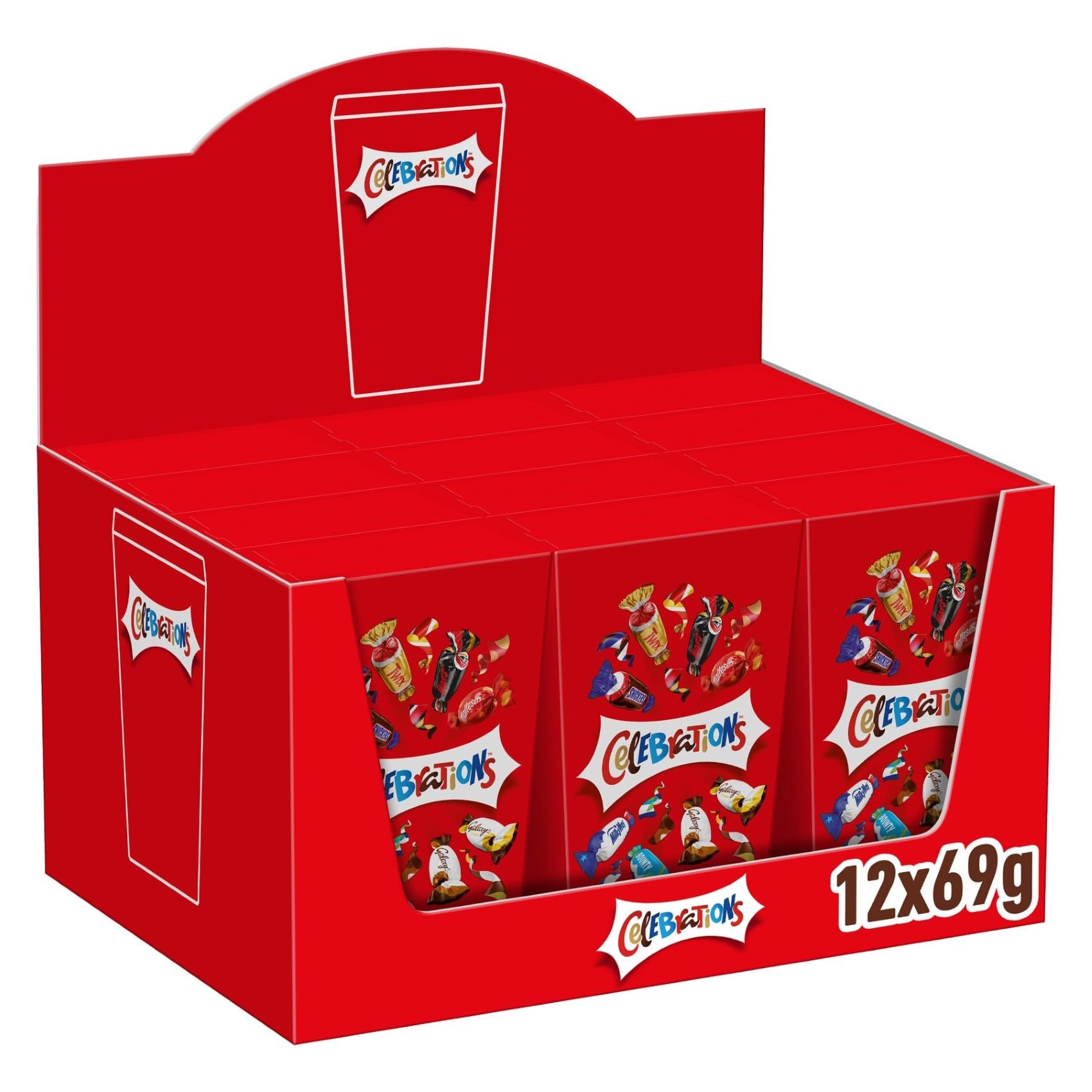 Celebrations Mini Box Case - Assorted Milk Chocolates, 12 x 69g Wrapped Mini Bars